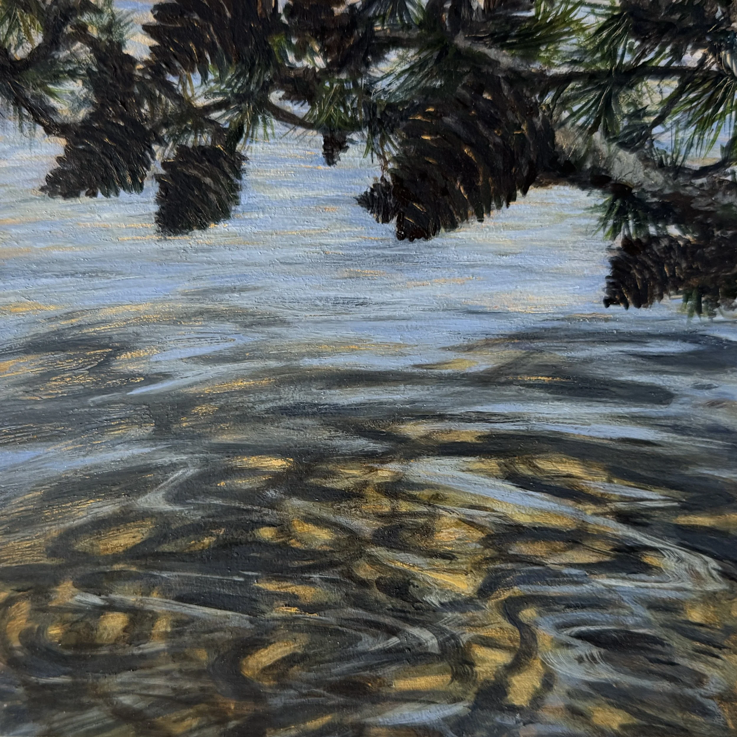 Pond Shadow Dance, oil on panel, 6"x6"