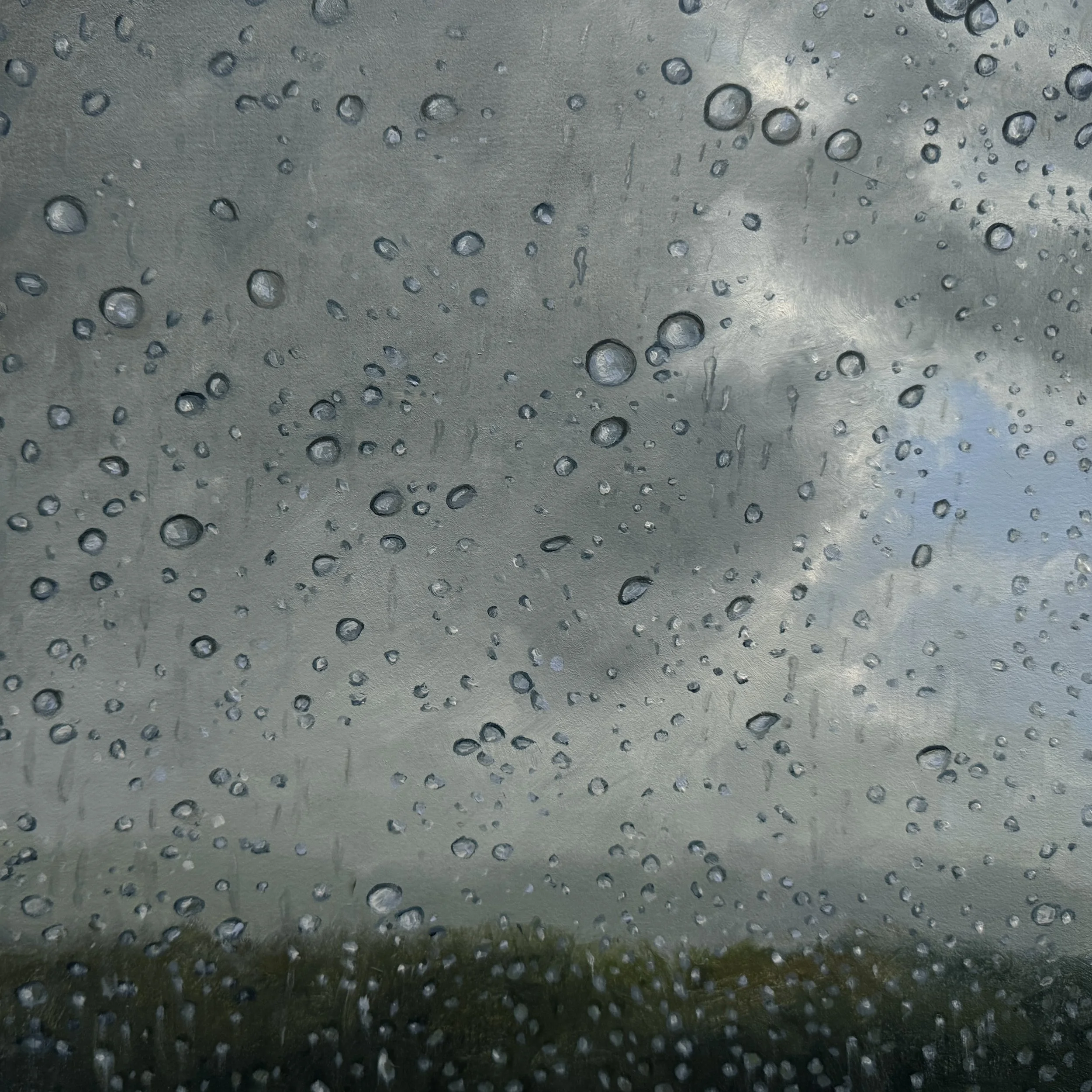 August Storm through the Windshield, oil on panel, 10"x10"