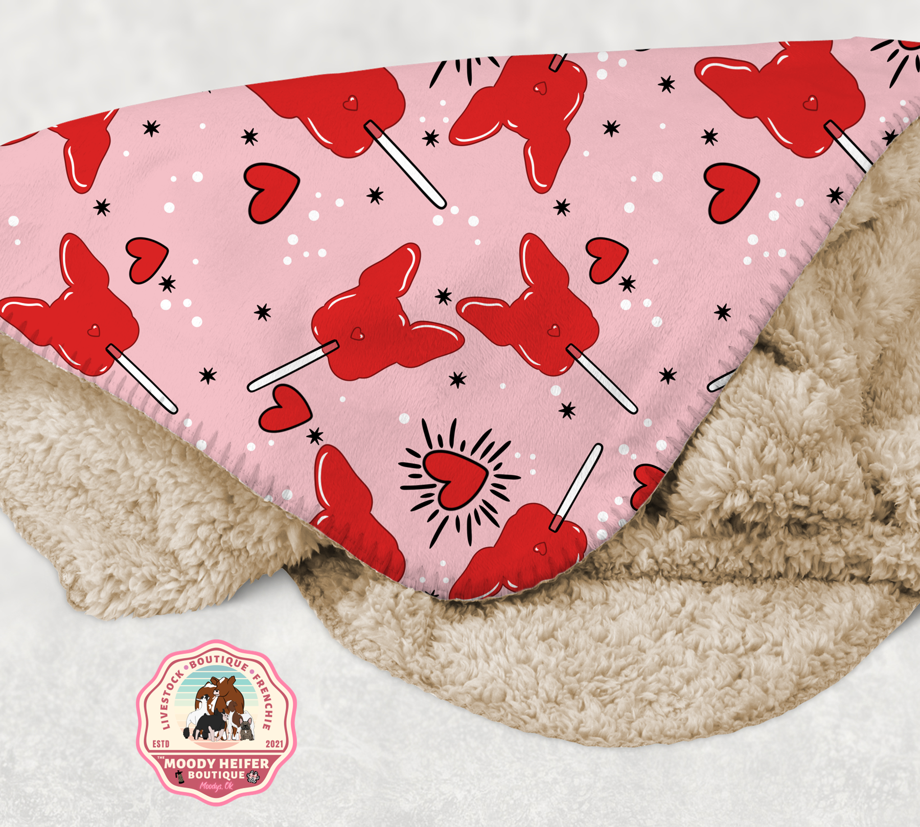 Sucker for Frenchies sherpa blanket