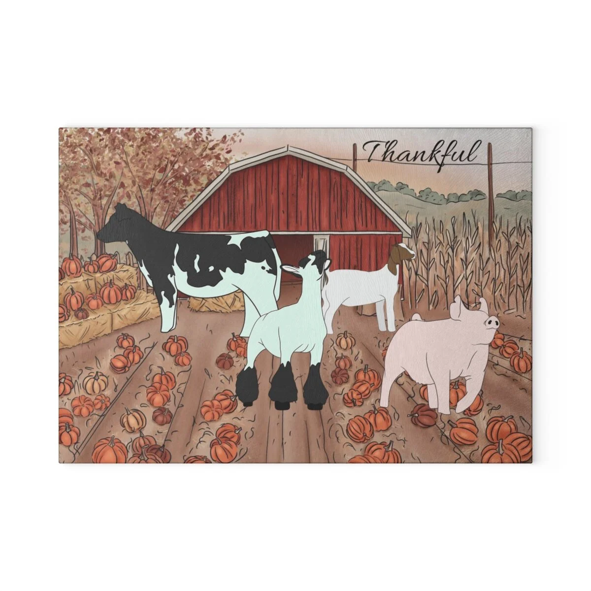 Multi Thanksgiving Glass Cutting Board