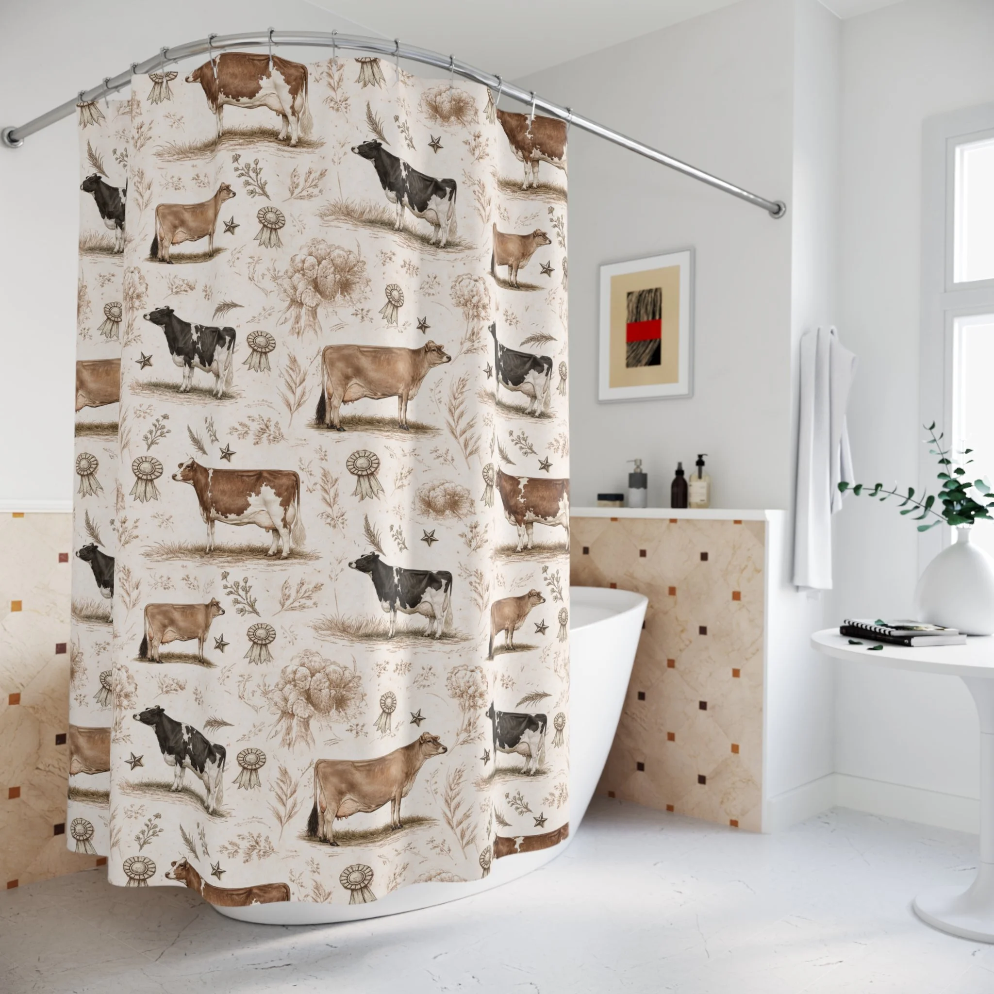 Vintage Show Barn Dairy Cattle Shower Curtains