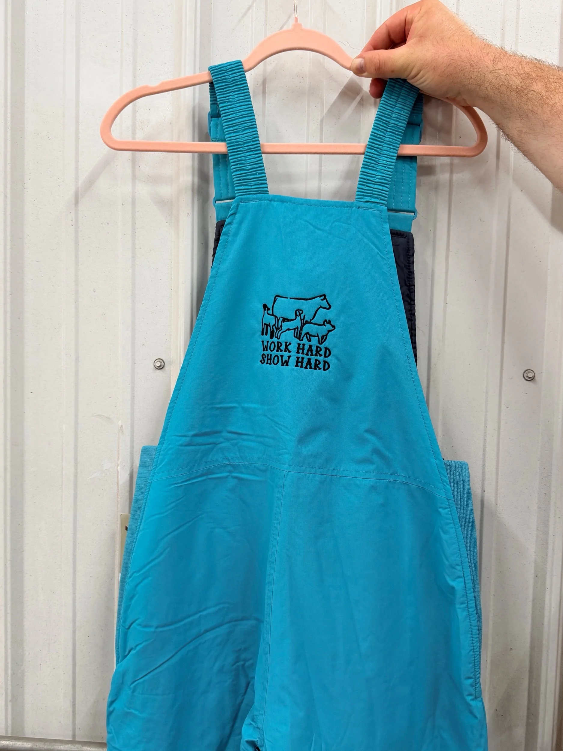 RTS- Work Hard, Show Hard Turquoise Bibs ADULT