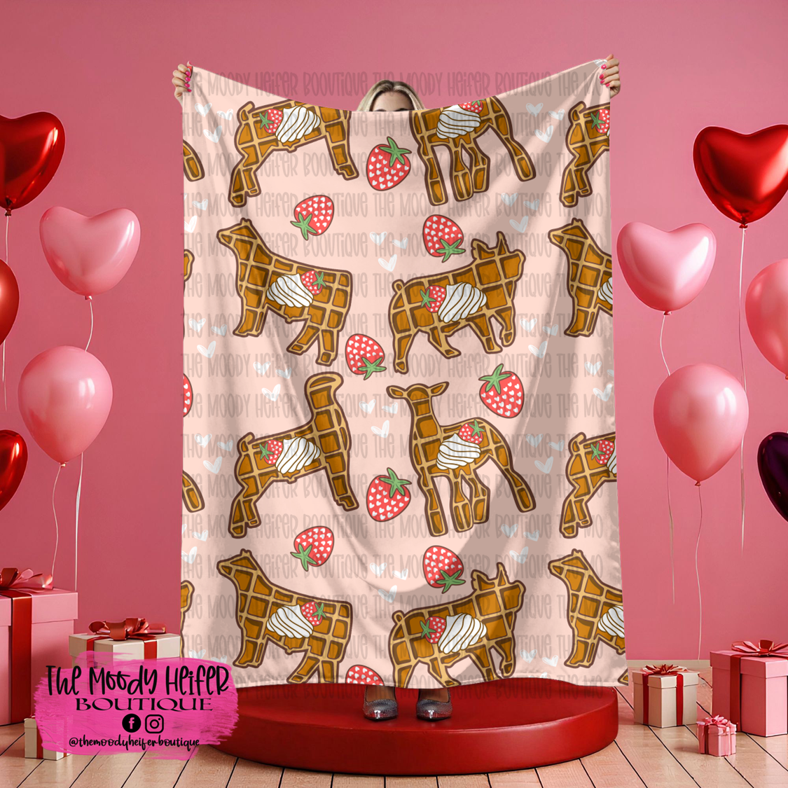 Waffles N Love Livestock Fleece Blanket