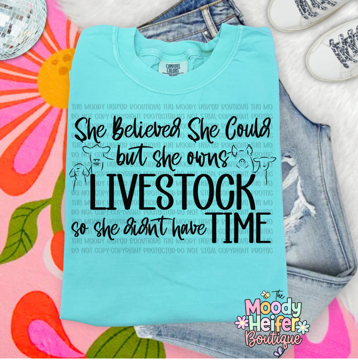 She Owns Livestock Comfort Colors Shirt
