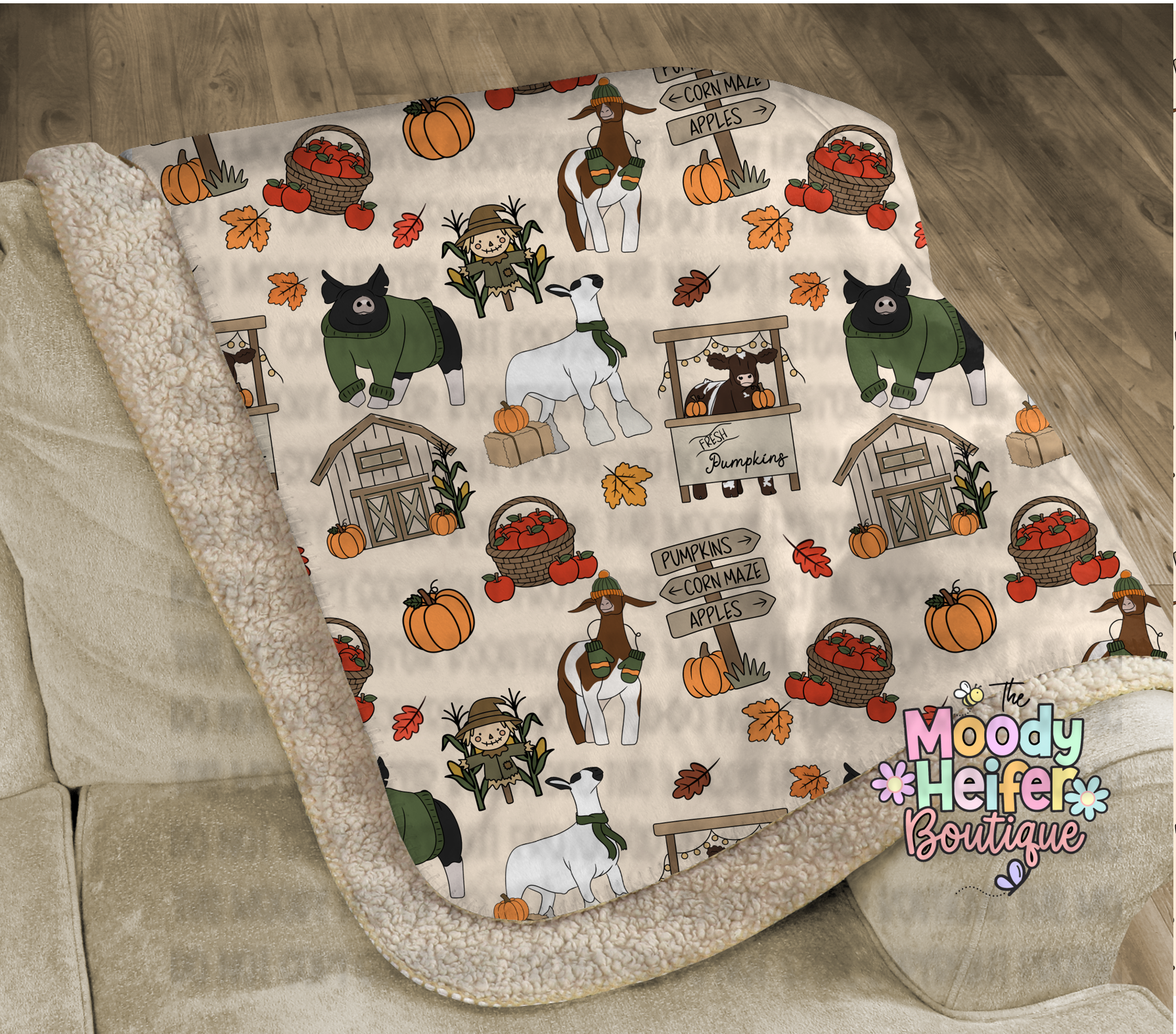 Fall Farm Festival Sherpa Blanket