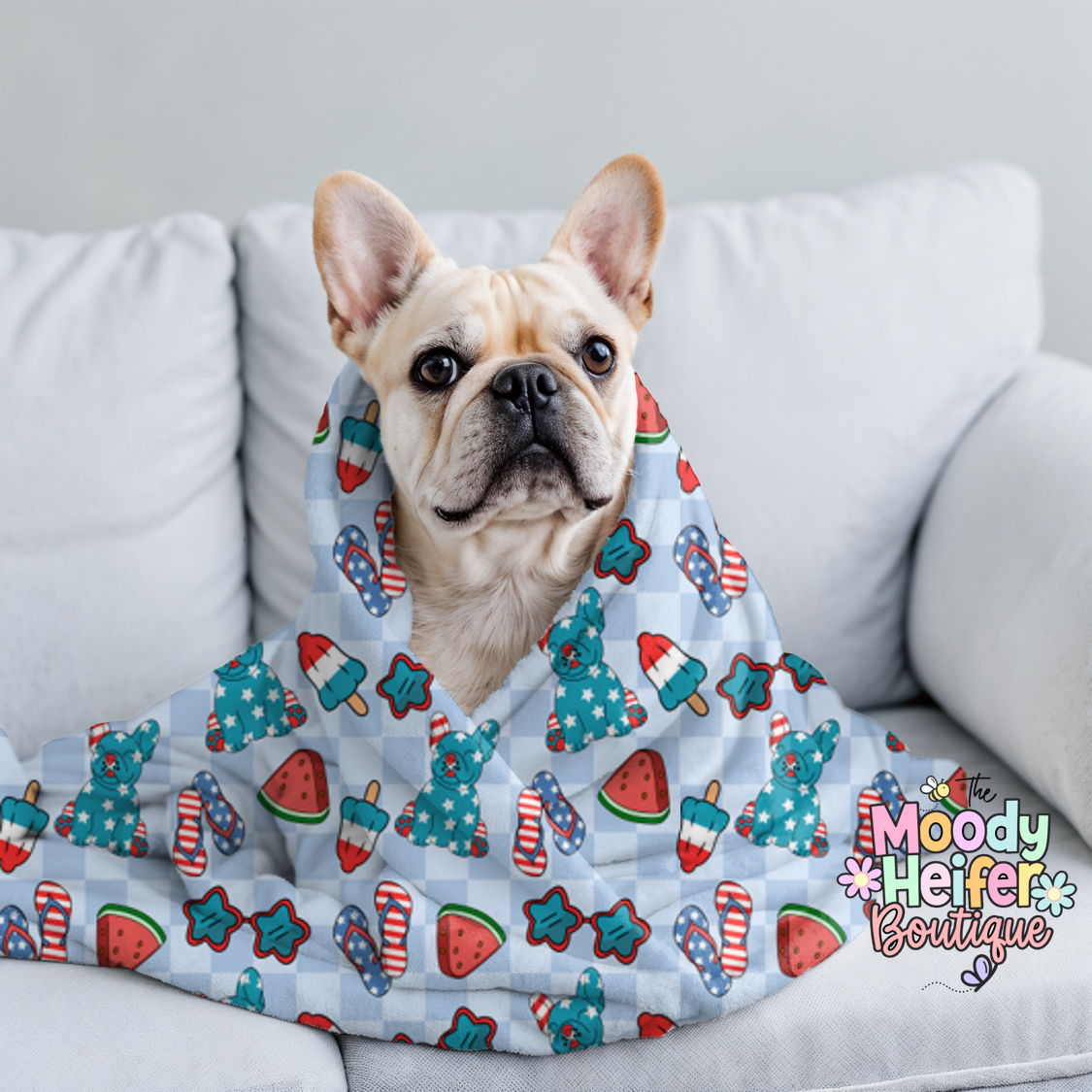Fun on the 4th Frenchie Plush Blanket