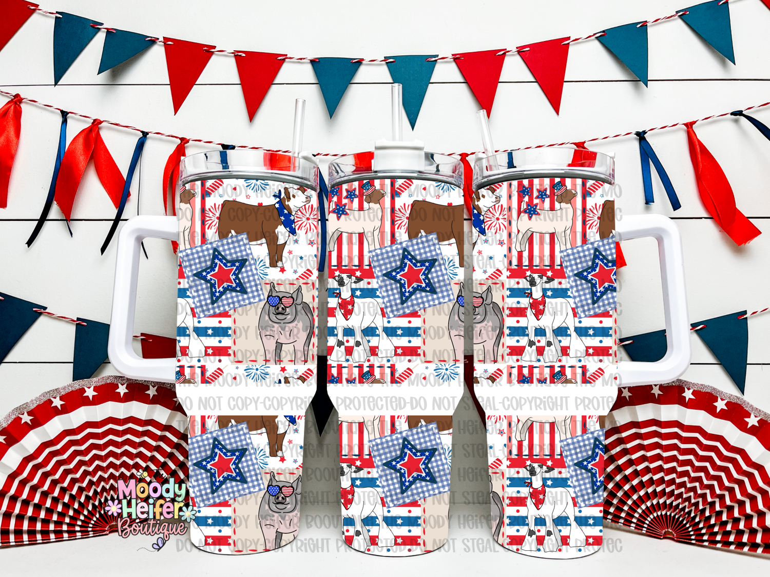 Patriotic Patchwork Livestock 40 oz Tumbler
