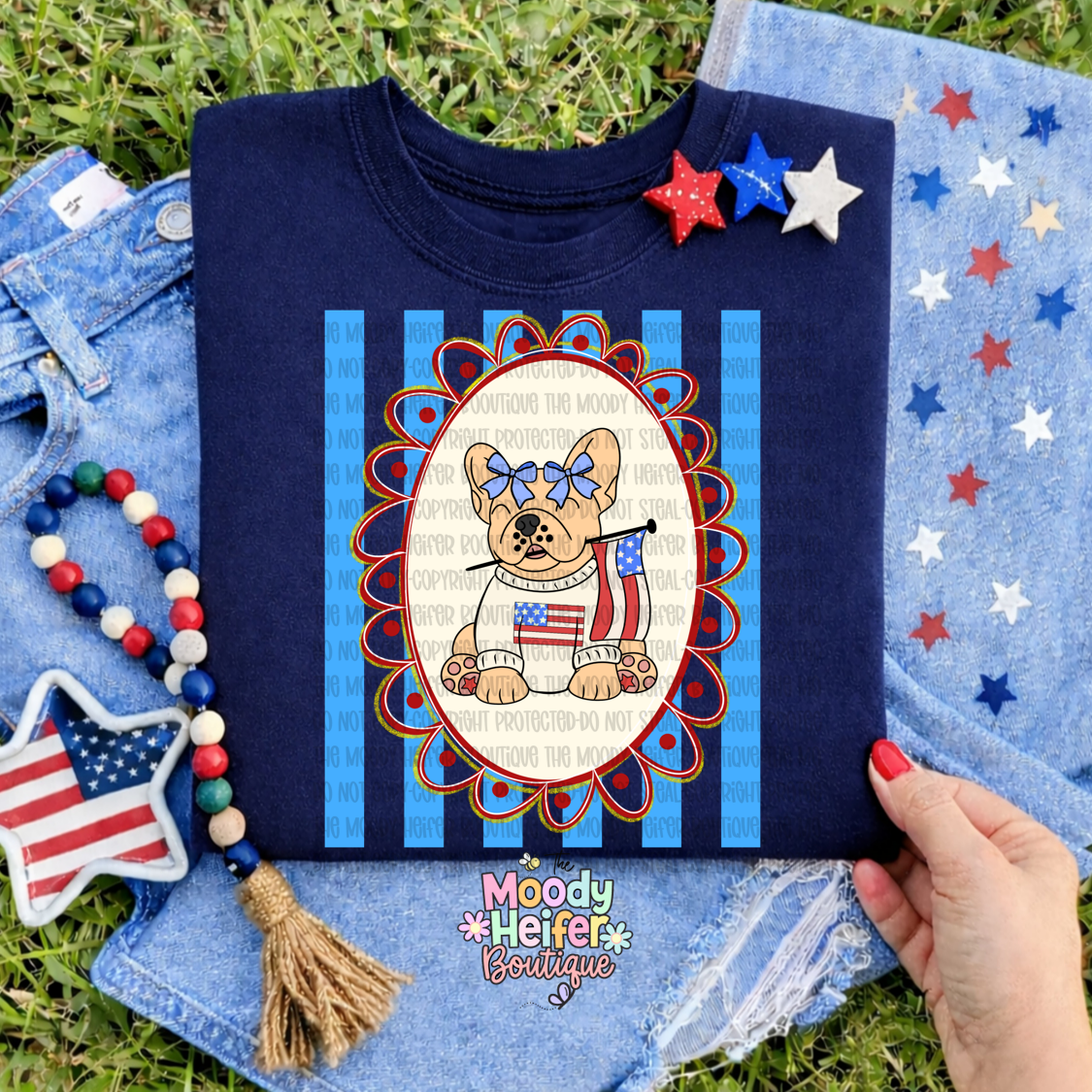 Old Glory Frenchie Comfort Colors Shirt