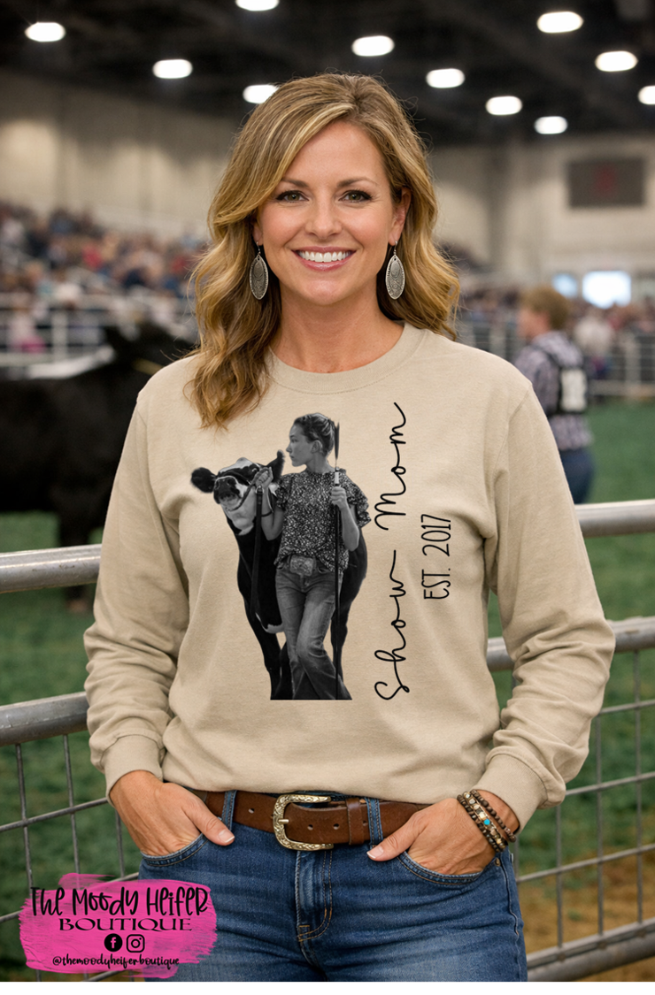 Custom Show Mom Est. Natural Shirt