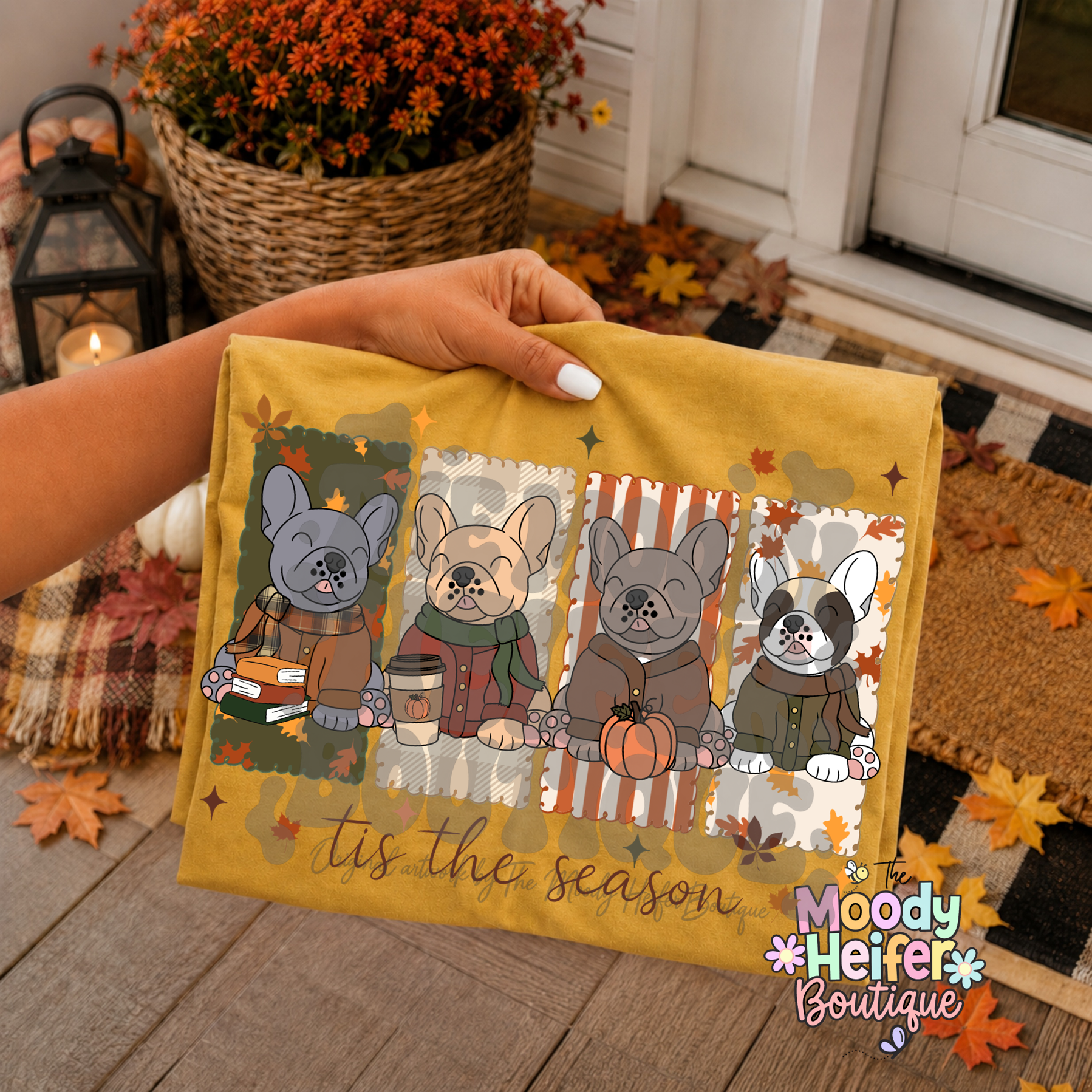Fall Tis the Season Frenchie Comfort Colors Shirt