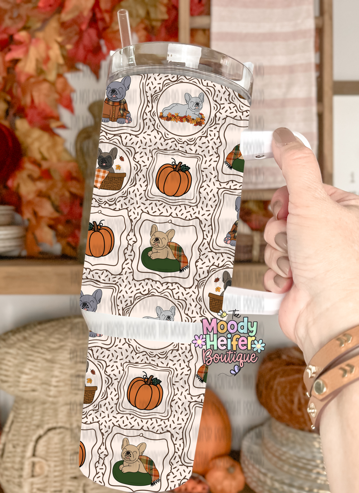 Fall Frenzy Frenchie Tumbler