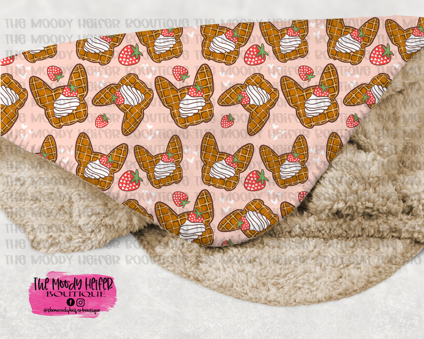 Waffles N Love Frenchie Sherpa Blanket