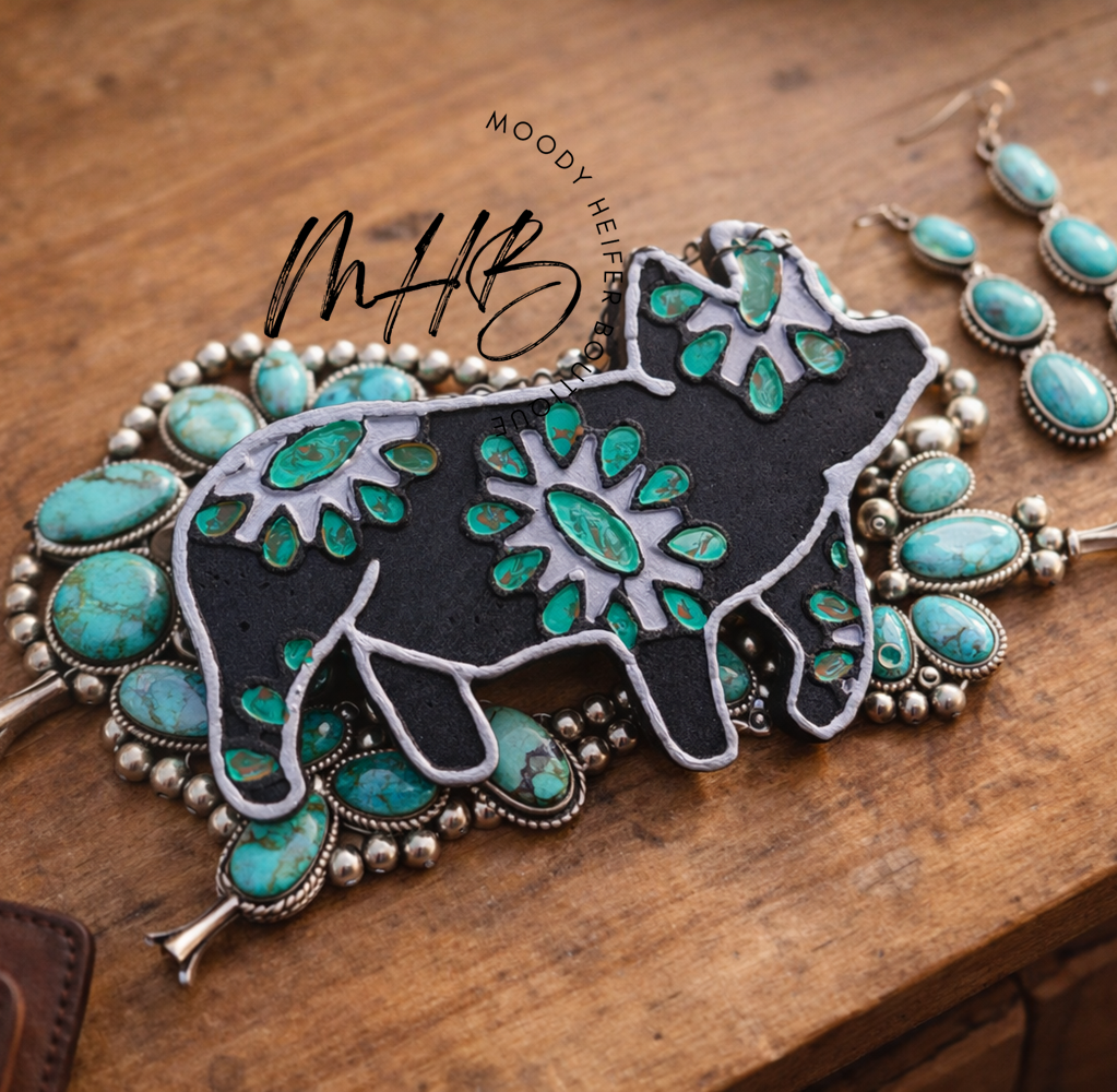 Black + Turquoise Livestock Freshie