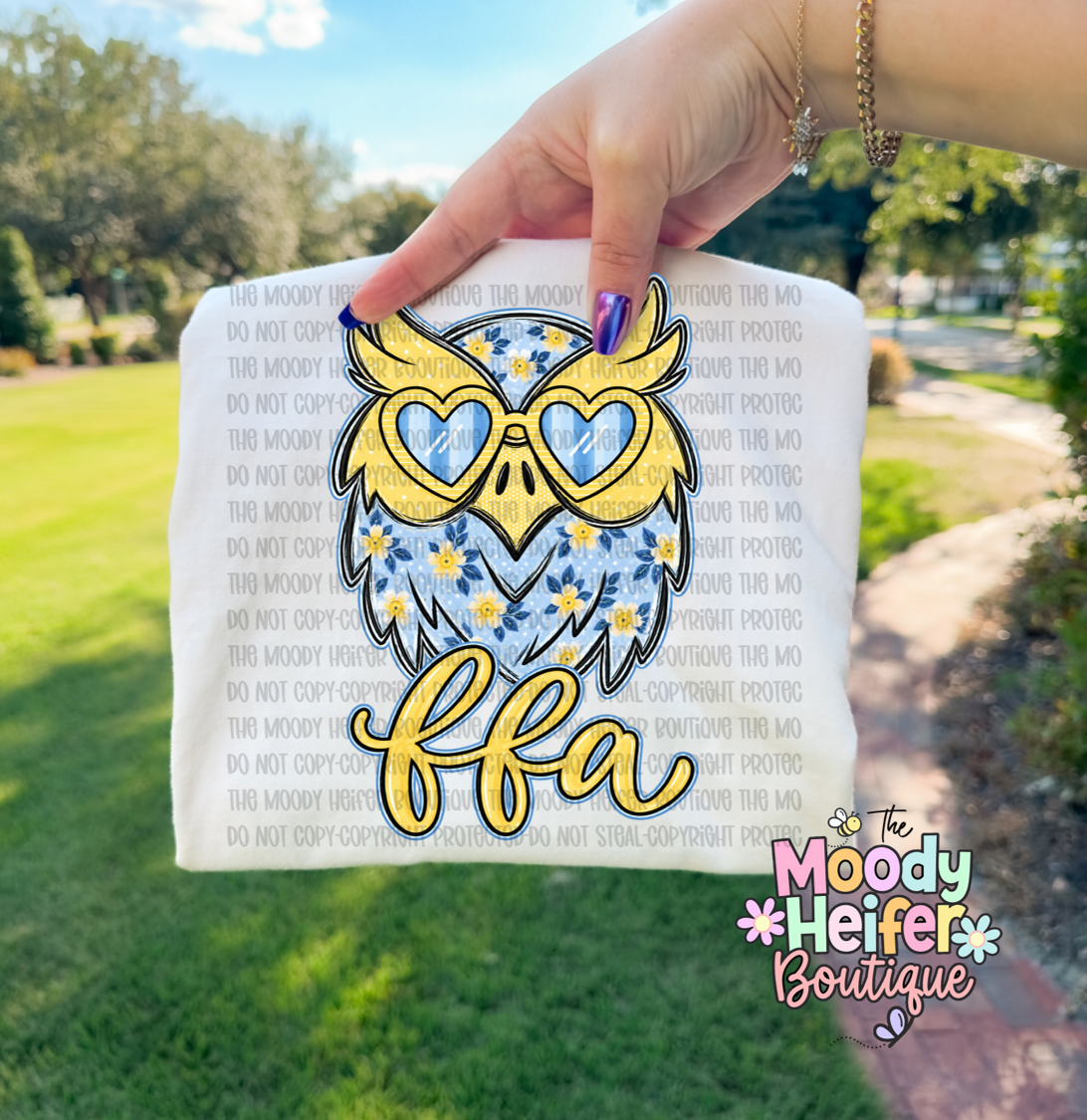FFA Floral Owl Comfort Colors Shirt