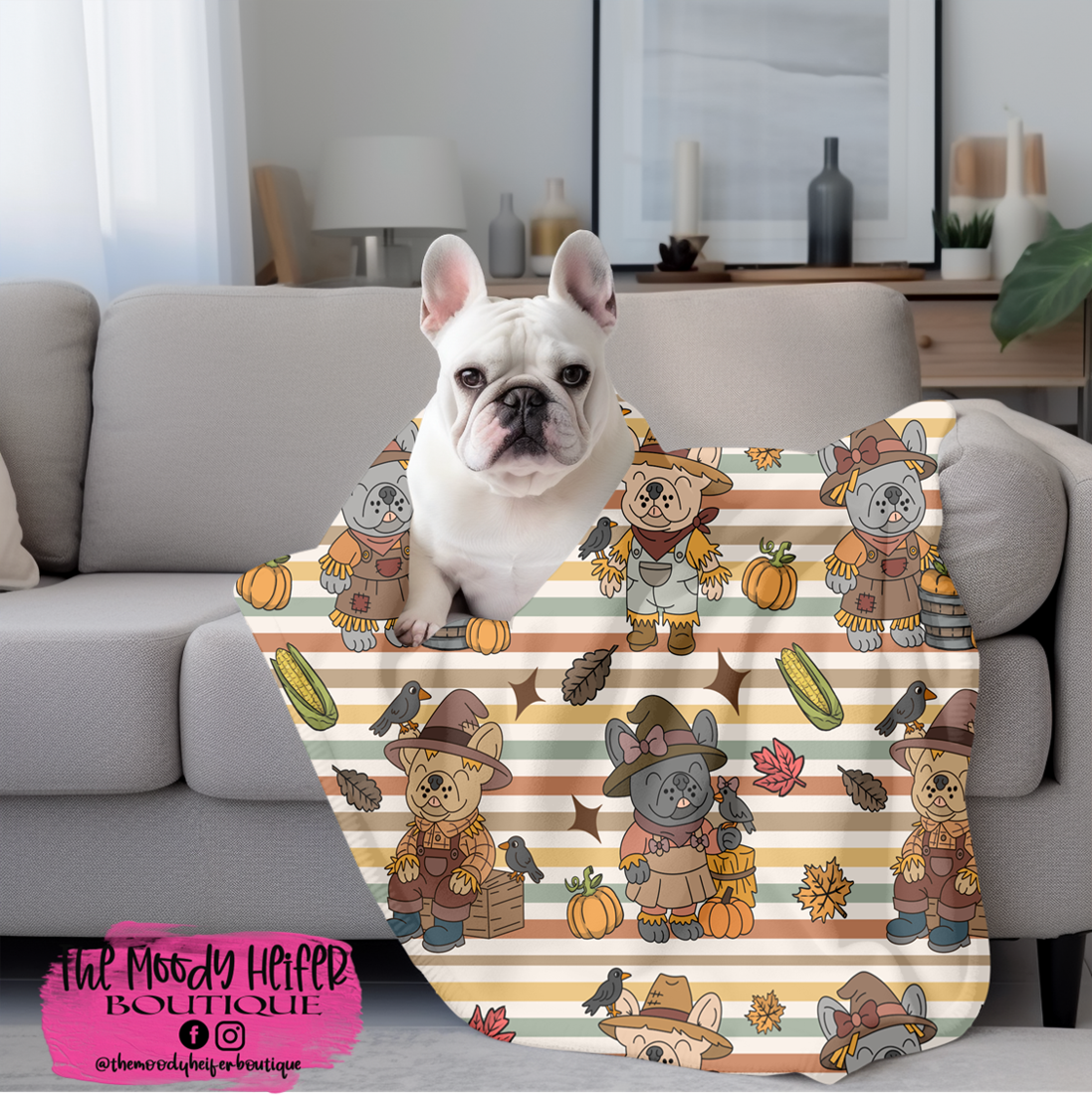Scarecrow Frenchies Fleece Blanket