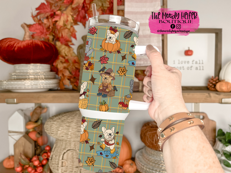 Fall Frenchie Fun 40 ounce Tumbler