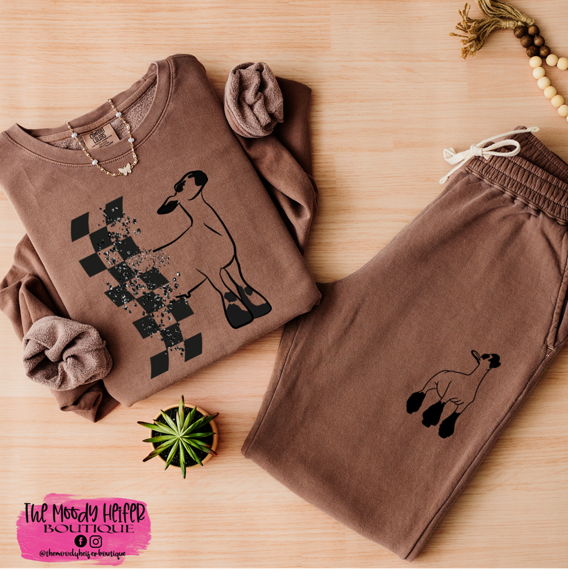 espresso checker sweat set lamb.png