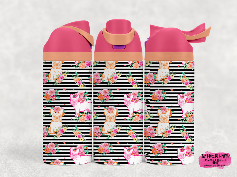 Frenchie & Flowers Water Bottle