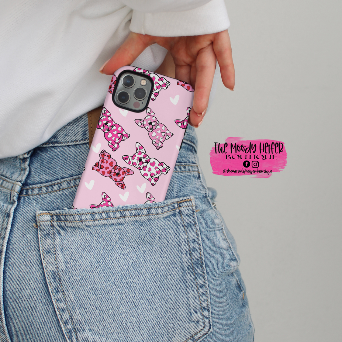 Pink Love Frenchie Tough Cases