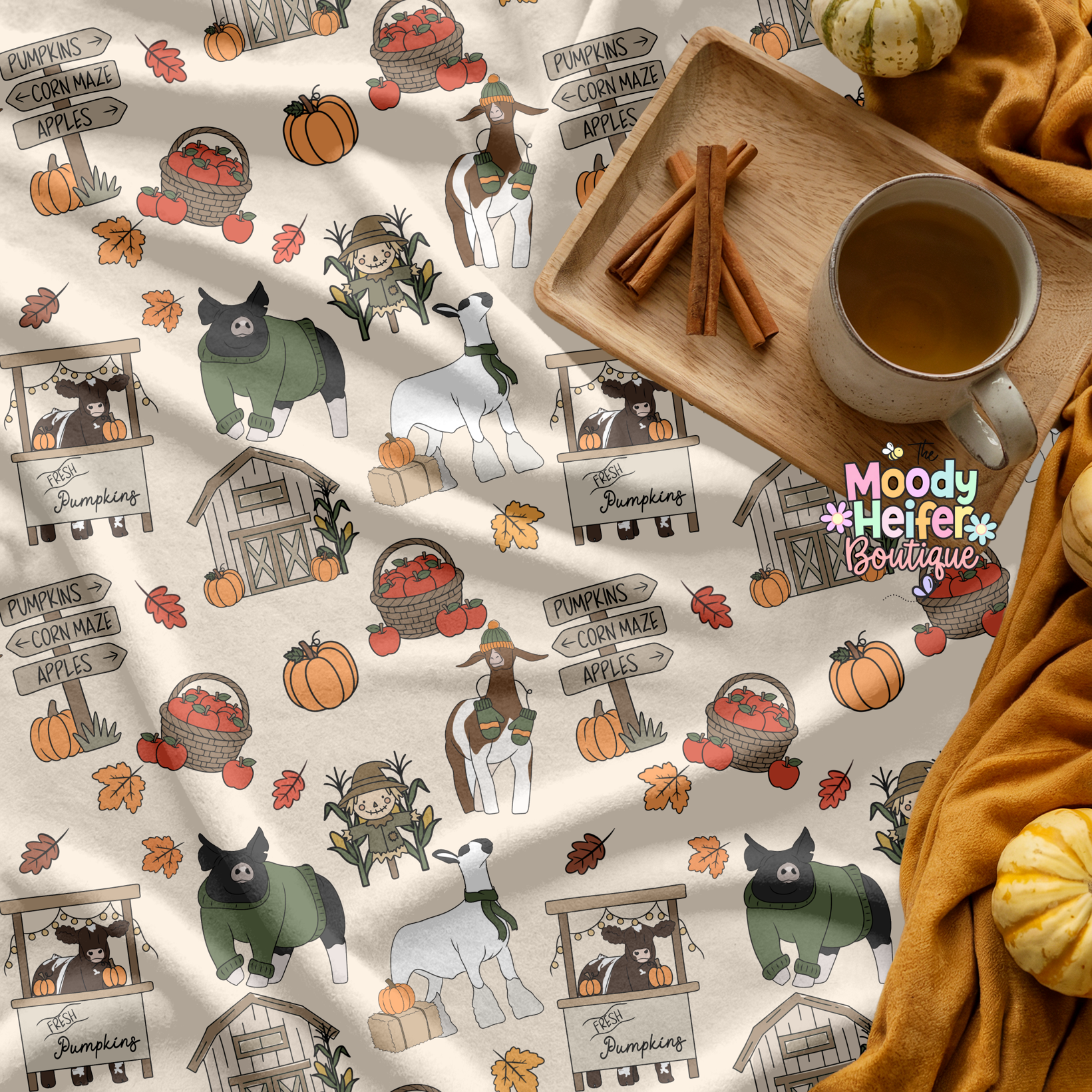 Fall Farm Festival Livestock Plush Blanket