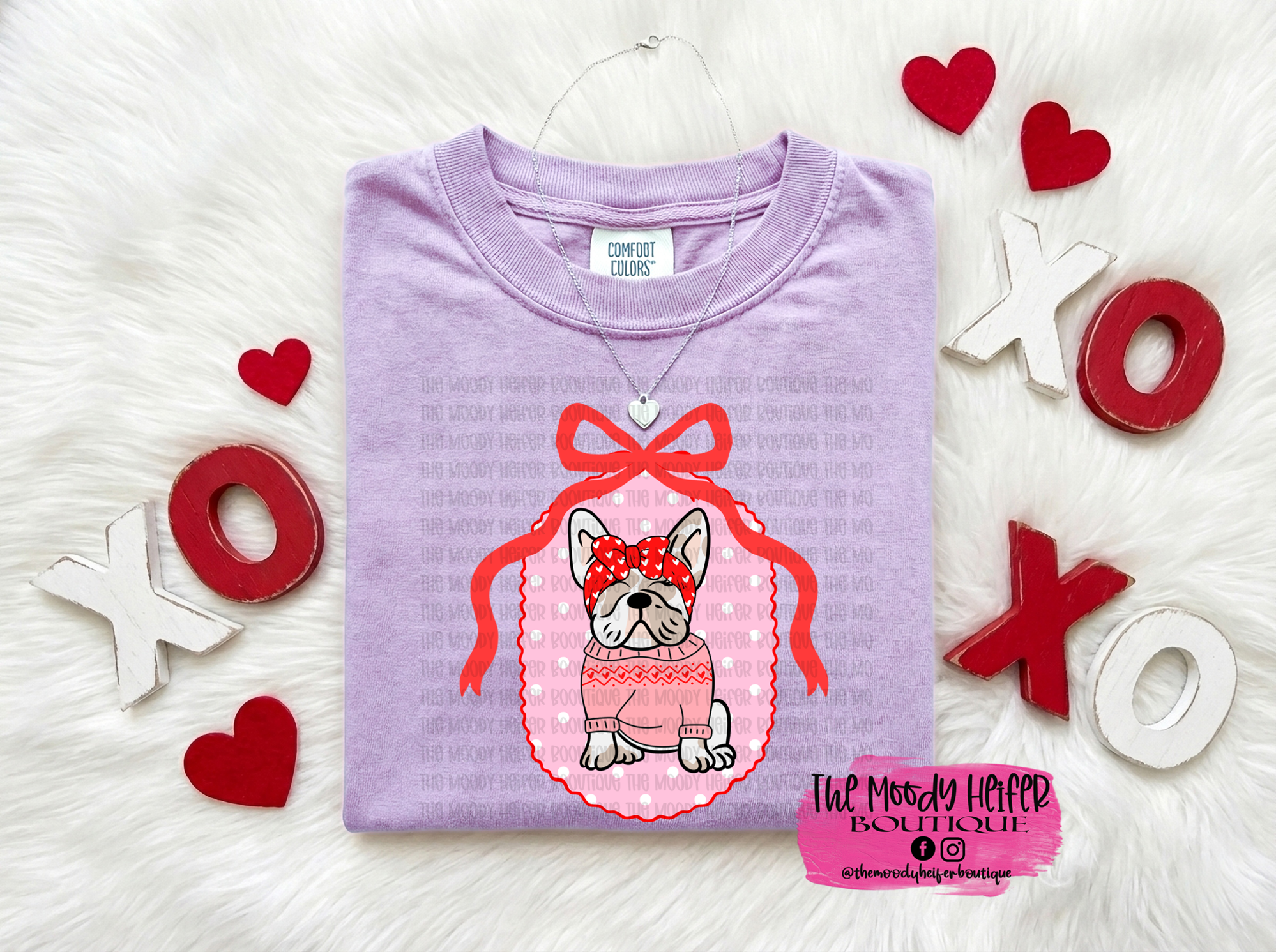 Valentine Frame Frenchie Comfort Colors Shirt
