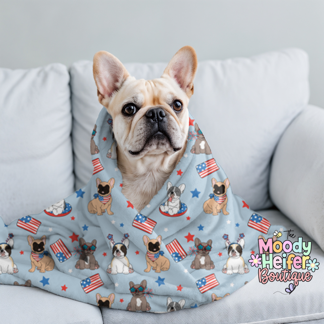 Patriotic Parade Frenchie Plush Blanket