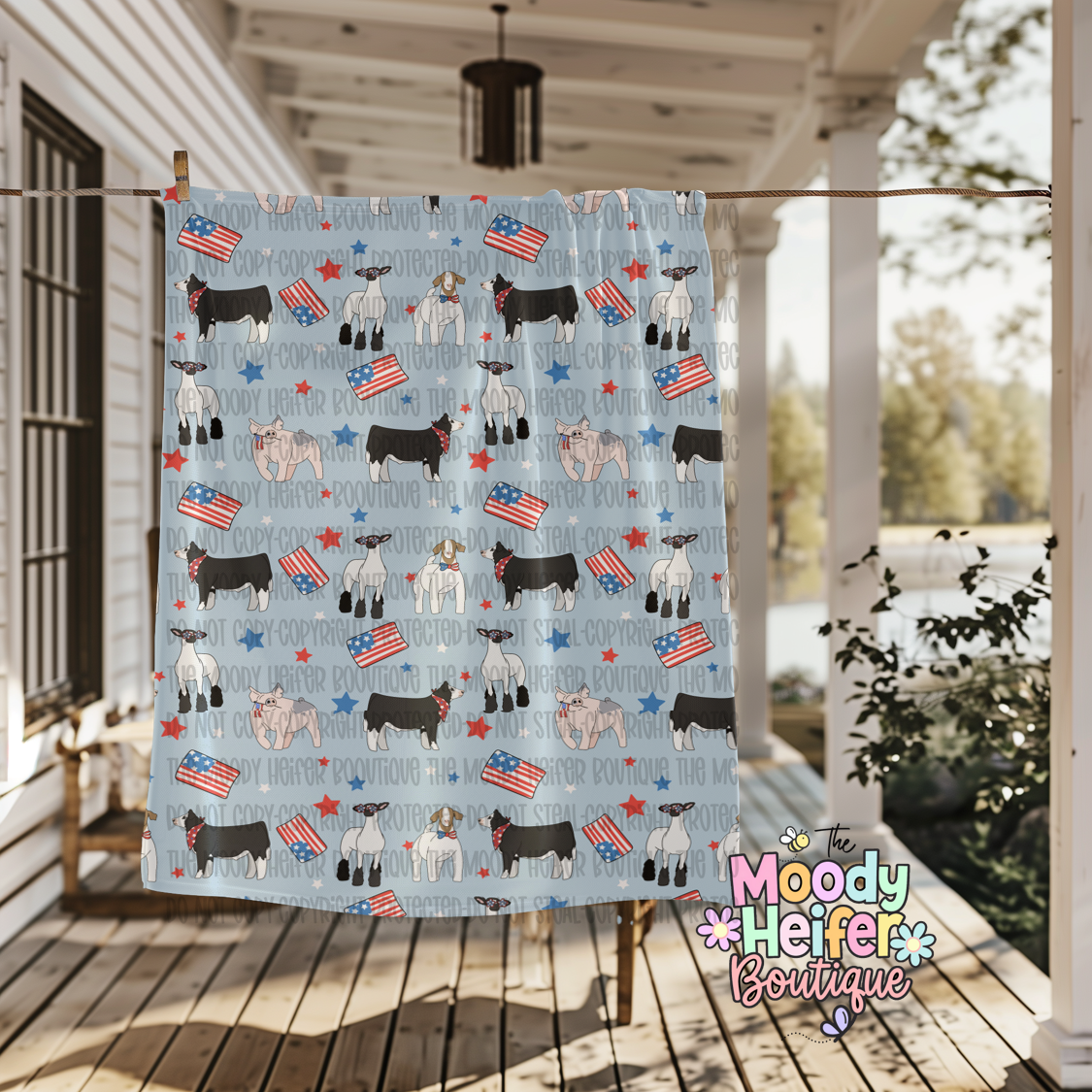 Patriotic Parade Livestock Plush Blanket