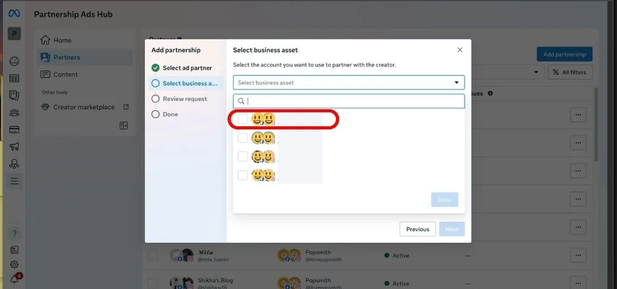 Step 4 - choose the brand account