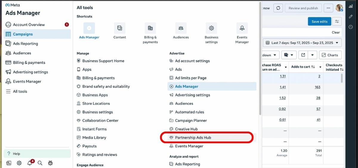 Step 1 - Partnership Ads Hub