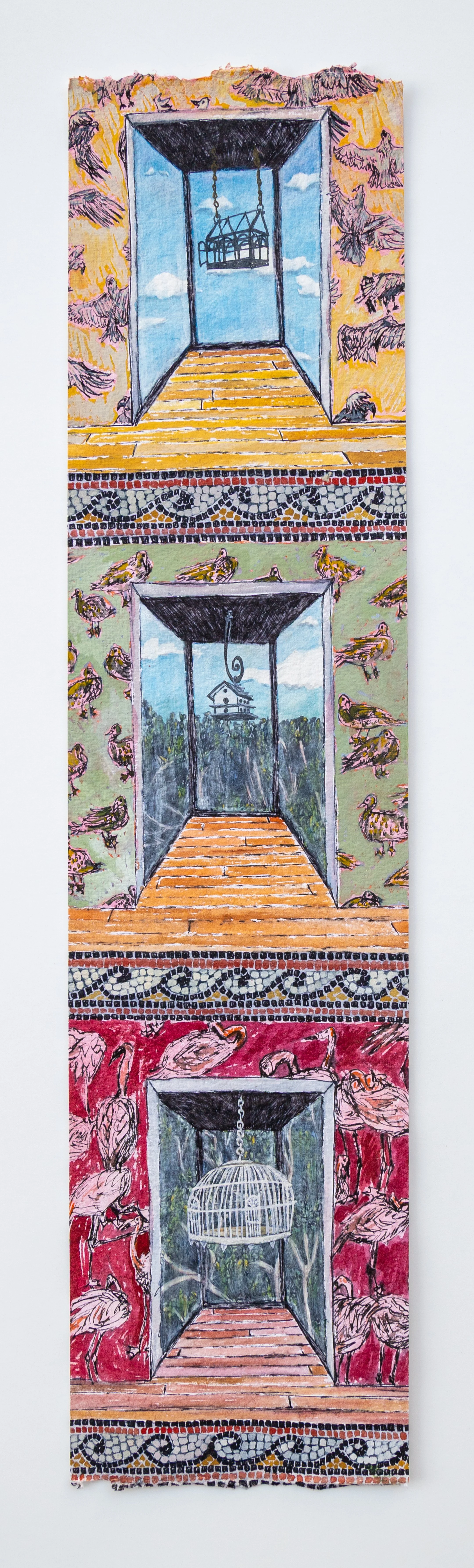 Three Stories
23" x 5.5", mixed media on paper
Private Collection