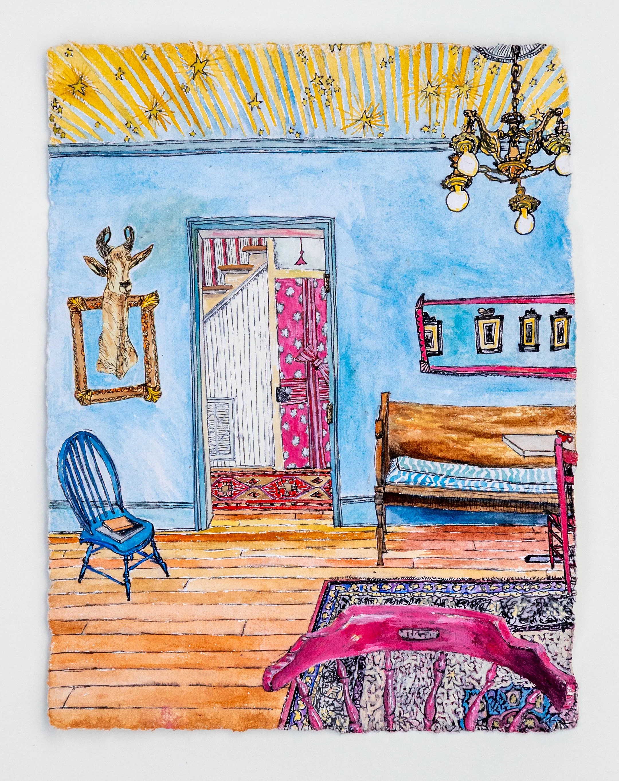 Backstage
12" x 9.25", mixed media on paper
Private Collection