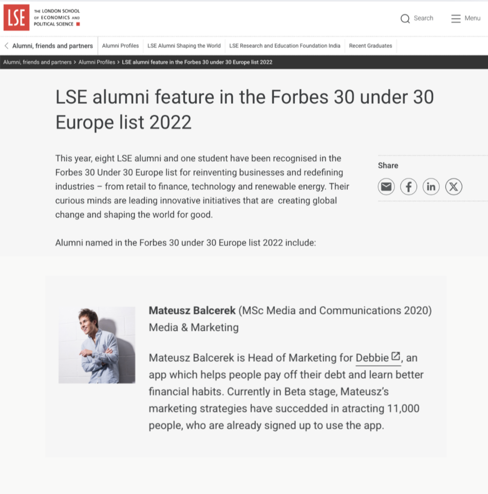 LSE Alumni Featured in Forbes - Matt Balcerek