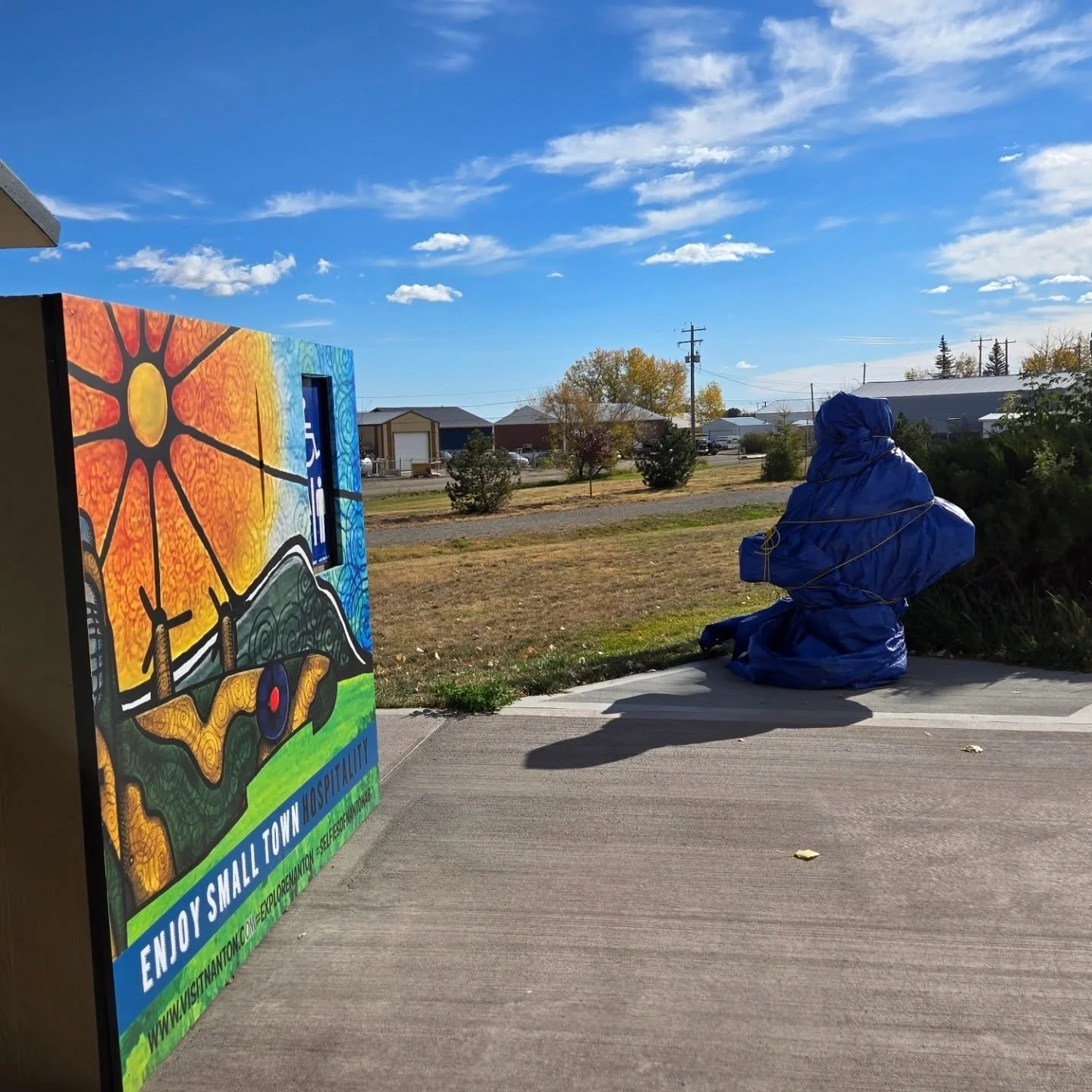 The signs of Fall around Nanton, Alberta, is when the Nanton Water fountain gets tucked away until next year. The bathrooms on northbound Hwy 2 will close this week, too. 
#nantonalberta #macewanschoolhouse #fallcleanup 
@explorefoothills @visit_nant