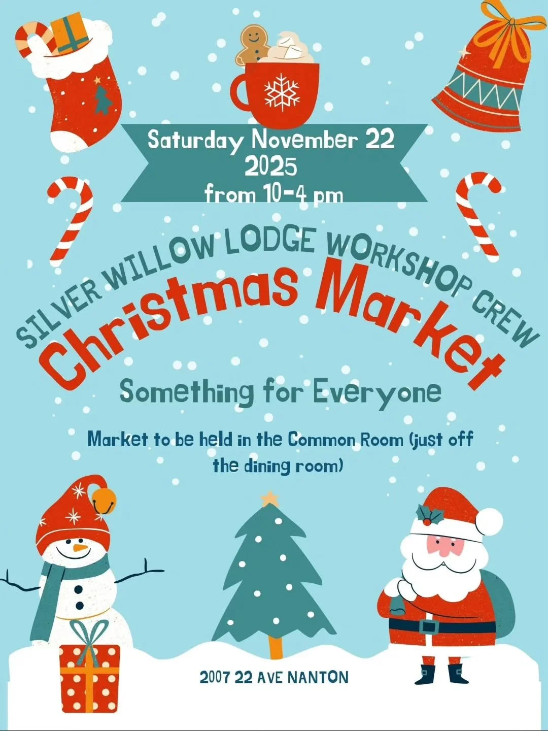 SAVE THE DATE - The Workshop Crew from The SIlver Willow Lodge is hosting a Christmas Market on November 22 from 10 a.m. to 4 p.m. 
#2025chambermember #christmasmarket #homemade #handmadewithlove @silver.willow.lodge 
#shoplocalsupportlocal&hearts;️ 