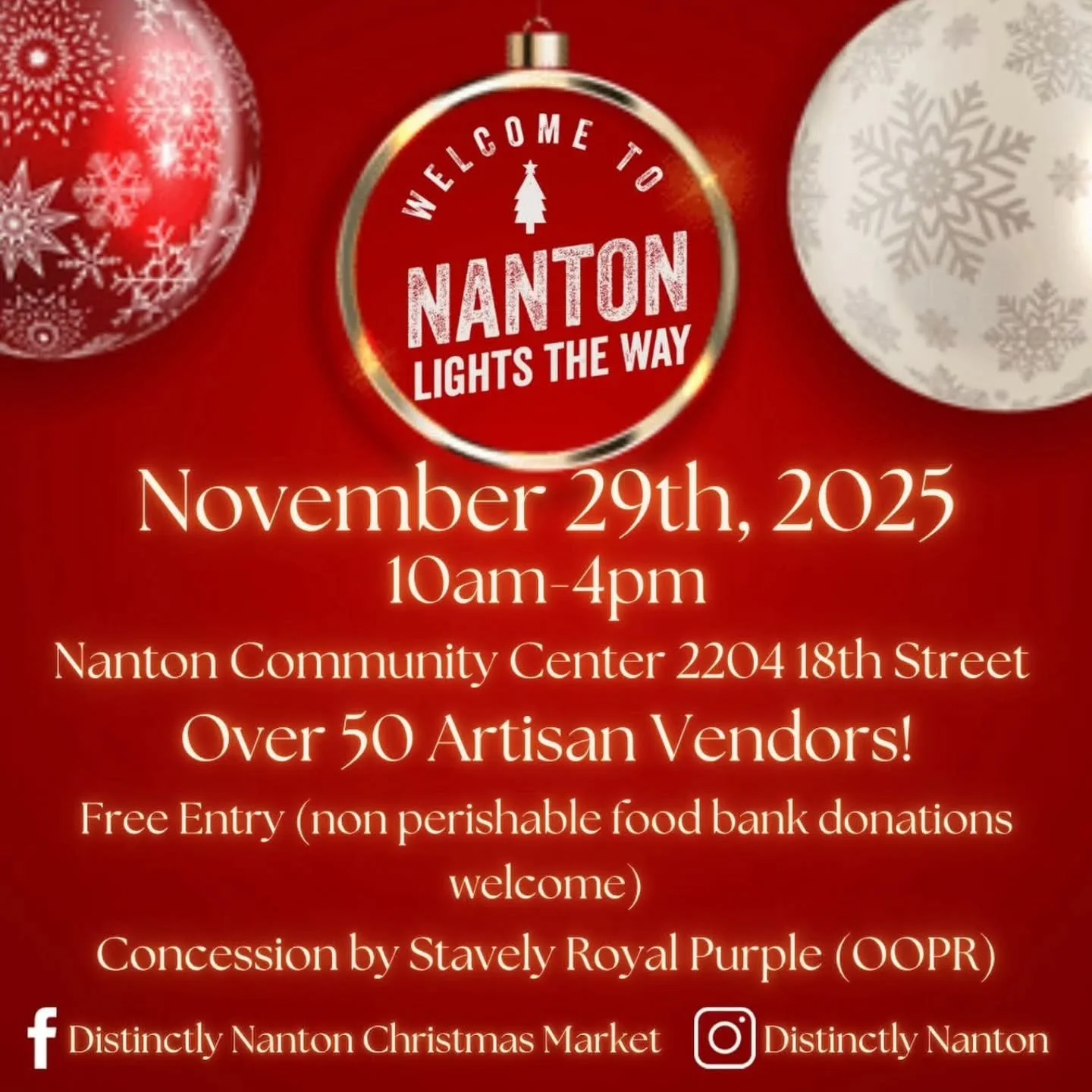 SHOP LATE this SATURDAY!! Start at the Nanton Community Centre with Distinctly Nanton Market and then take a tour of town for in-store specials &amp; Christmas treats!! 
#2025chambermember 
#shoplocalsupportlocal 
#distinctlynantonchristmasmarket 
@d