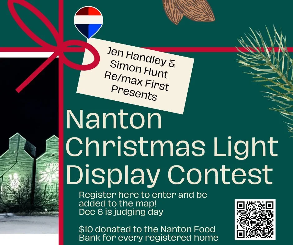 Judging is tomorrow! Nanton Christmas Light Contest presented by Jennifer Handley &amp; Simon Hunt, RE/MAX First. Whether you prefer classic charm or bold brilliance, let's see your festive flair! Judging Date: Friday, December 6, 2025. Prizes: $300 