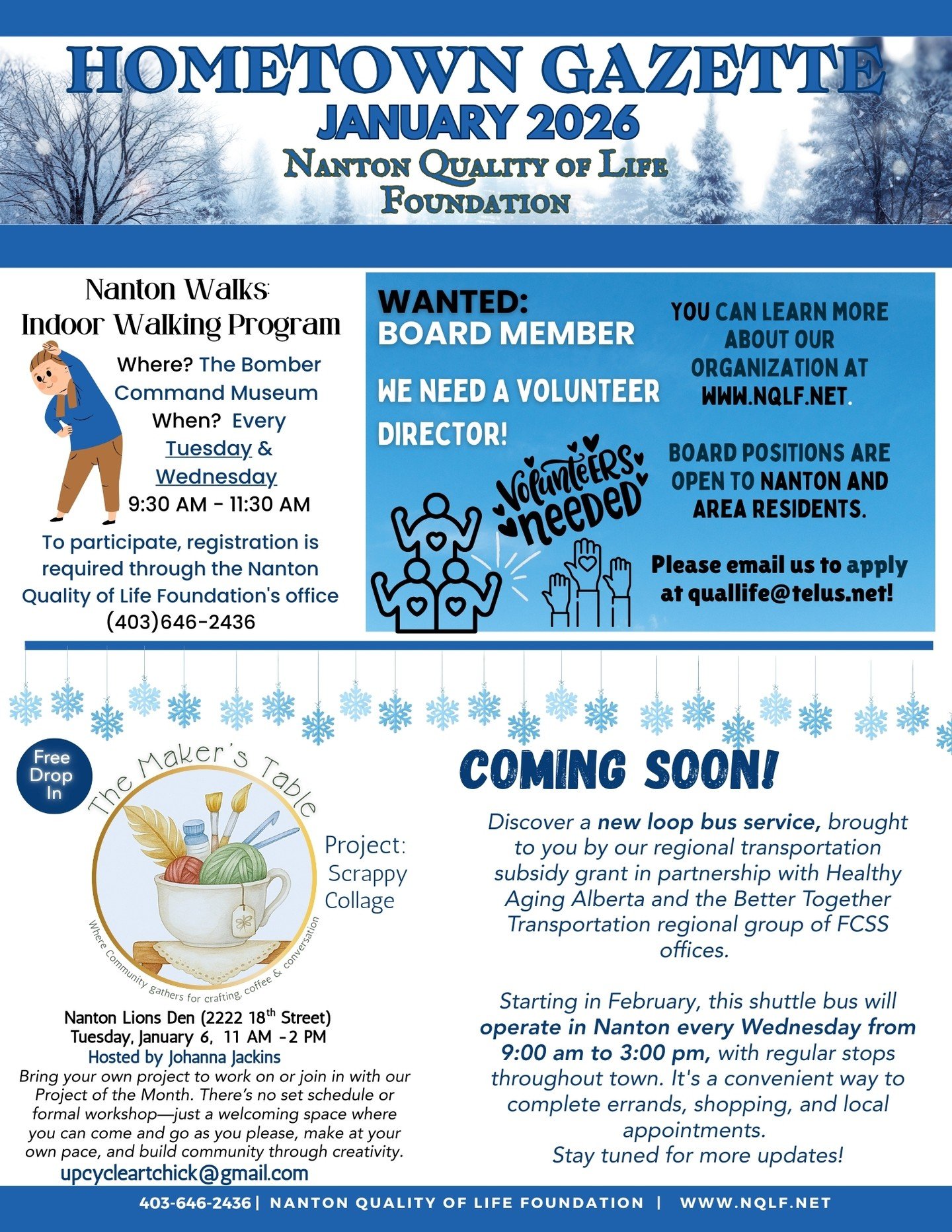 The Nanton Quality of Life Foundation does so much for our community. The NQLF is the local Family &amp; Community Support Services office for Nanton and nearby areas. They are an excellent community resource that can help you connect to the right go