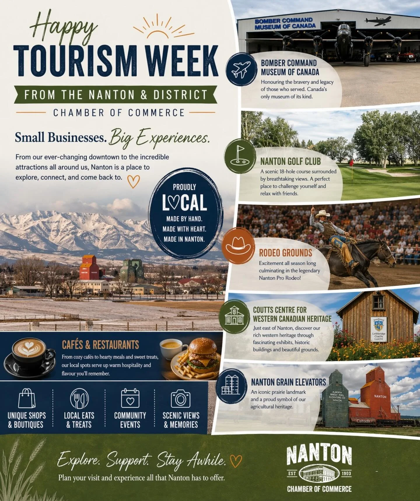 It&rsquo;s Tourism Week!

Nanton is more than just a stop along the highway&mdash;it&rsquo;s a destination.

With unique shops and businesses, amazing local eats, rich history, and unforgettable experiences around every corner, there&rsquo;s never be