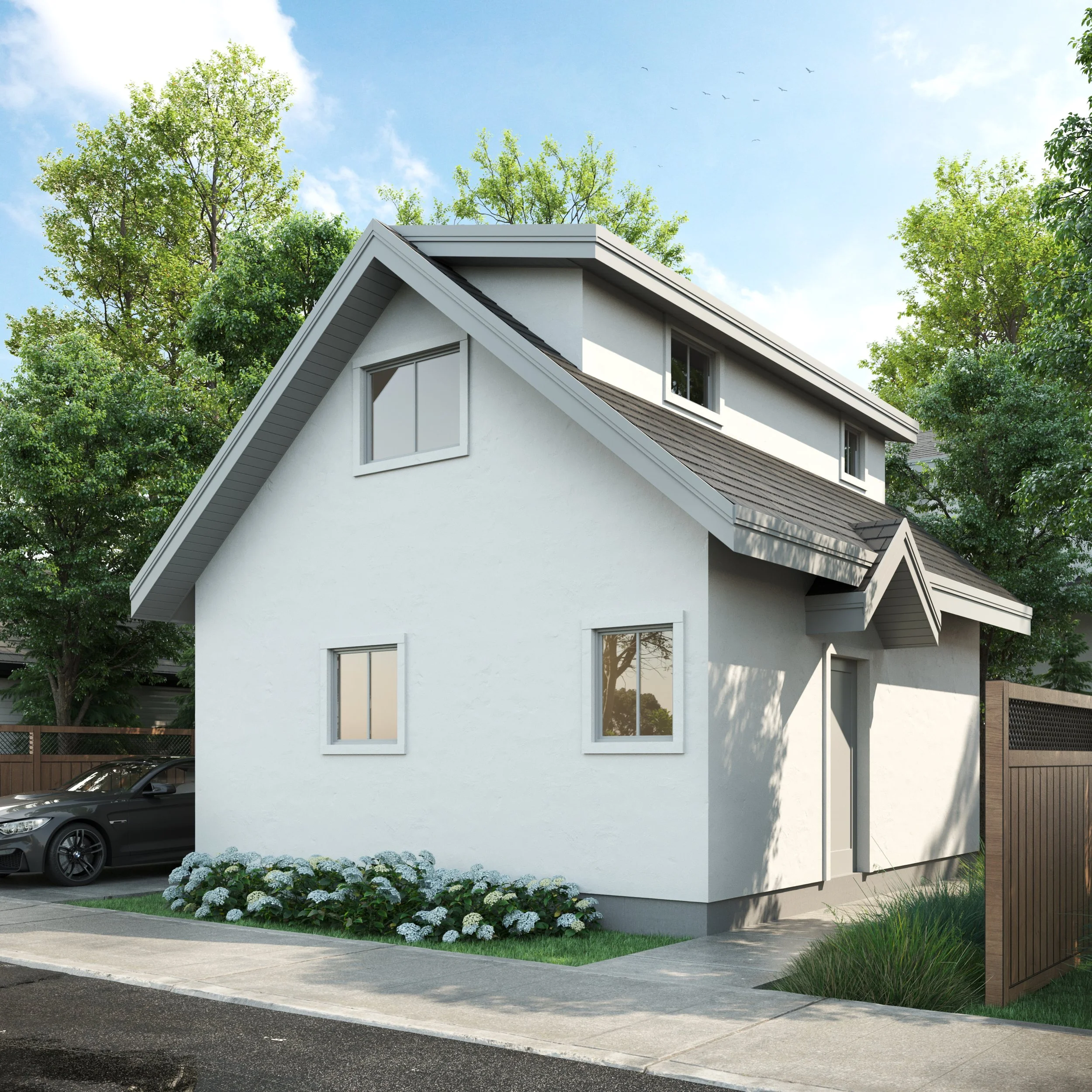 Eco-friendly custom home exterior