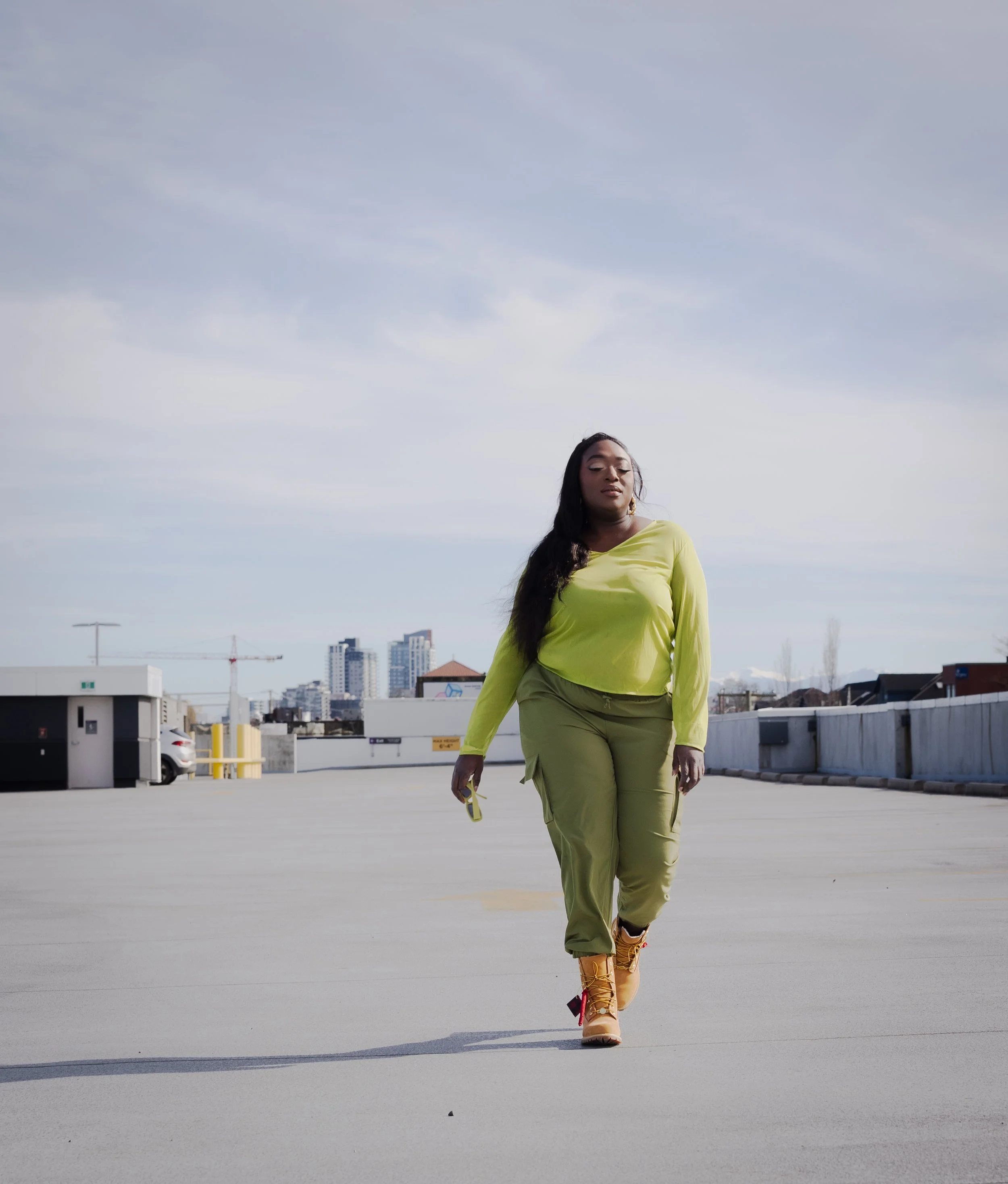 portrait of black woman on rooftop