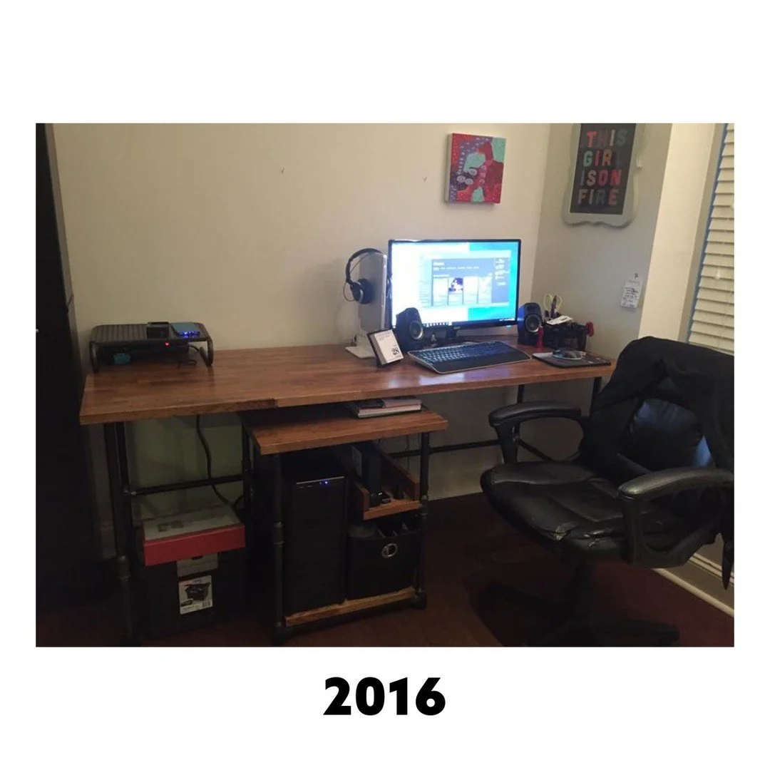 #2016Challenge ✨
ㅤ
Ten years ago, Forever Ready Productions was:
&bull; A desk in a downtown condo
&bull; One employee (Lauren)
&bull; One clear goal: serve nonprofits well
ㅤ
That same custom wood-and-metal desk still gets used today &mdash; just in 