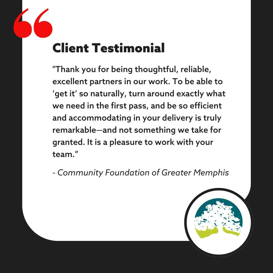 Thank you, Community Foundation of Greater Memphis, for your trust and partnership!
ㅤ
We&rsquo;re grateful to support organizations doing meaningful work &mdash; and to earn trust through thoughtful storytelling and follow-through.
ㅤ
𝘐𝘯𝘵𝘦𝘳𝘦𝘴𝘵