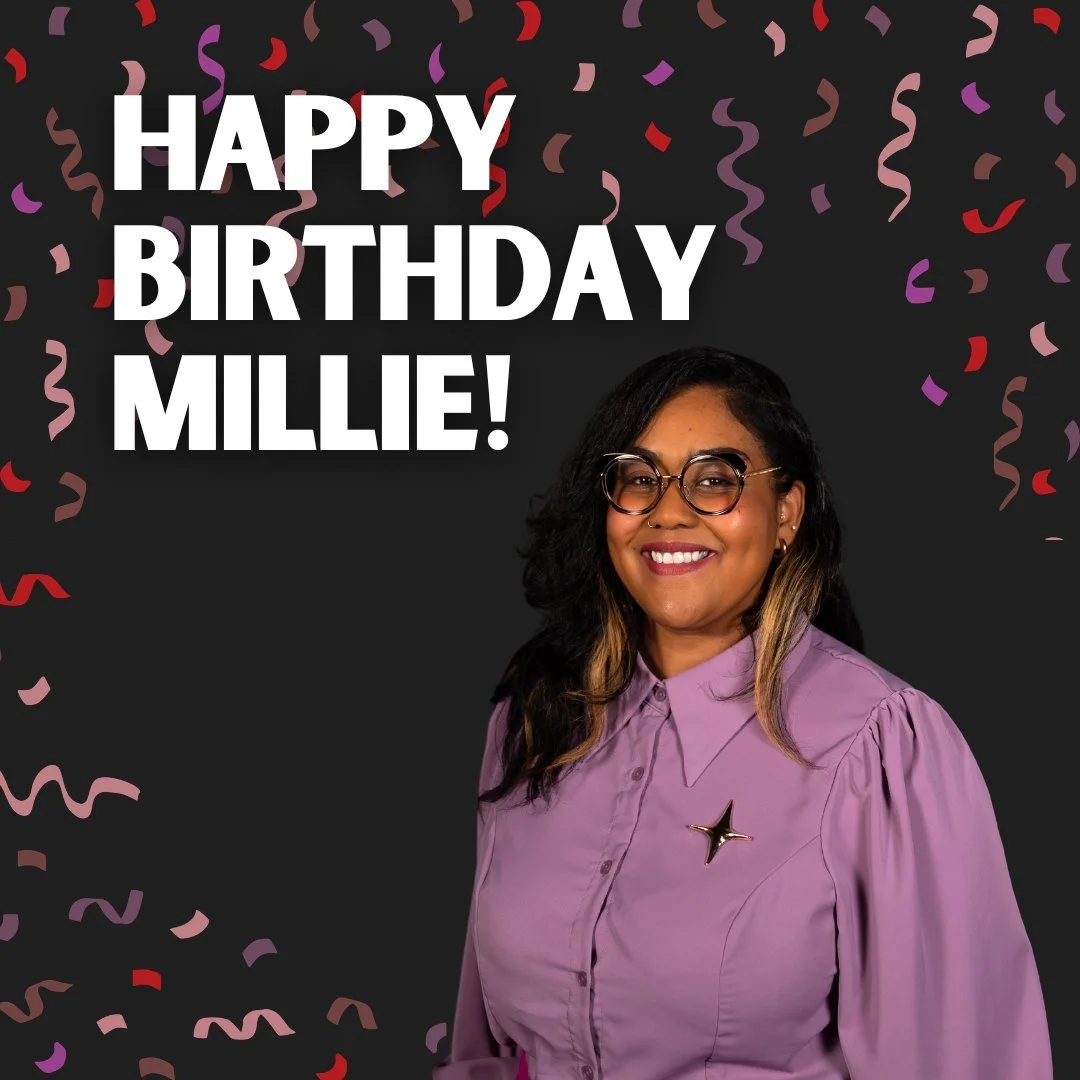 Happy Birthday to Millie! Let&rsquo;s be honest, we&rsquo;d probably accidentally delete the company without you. 🤫 Thank you for bringing your brilliant ideas and unmatched shoe game to work every day. May your coffee be strong and your workday be 