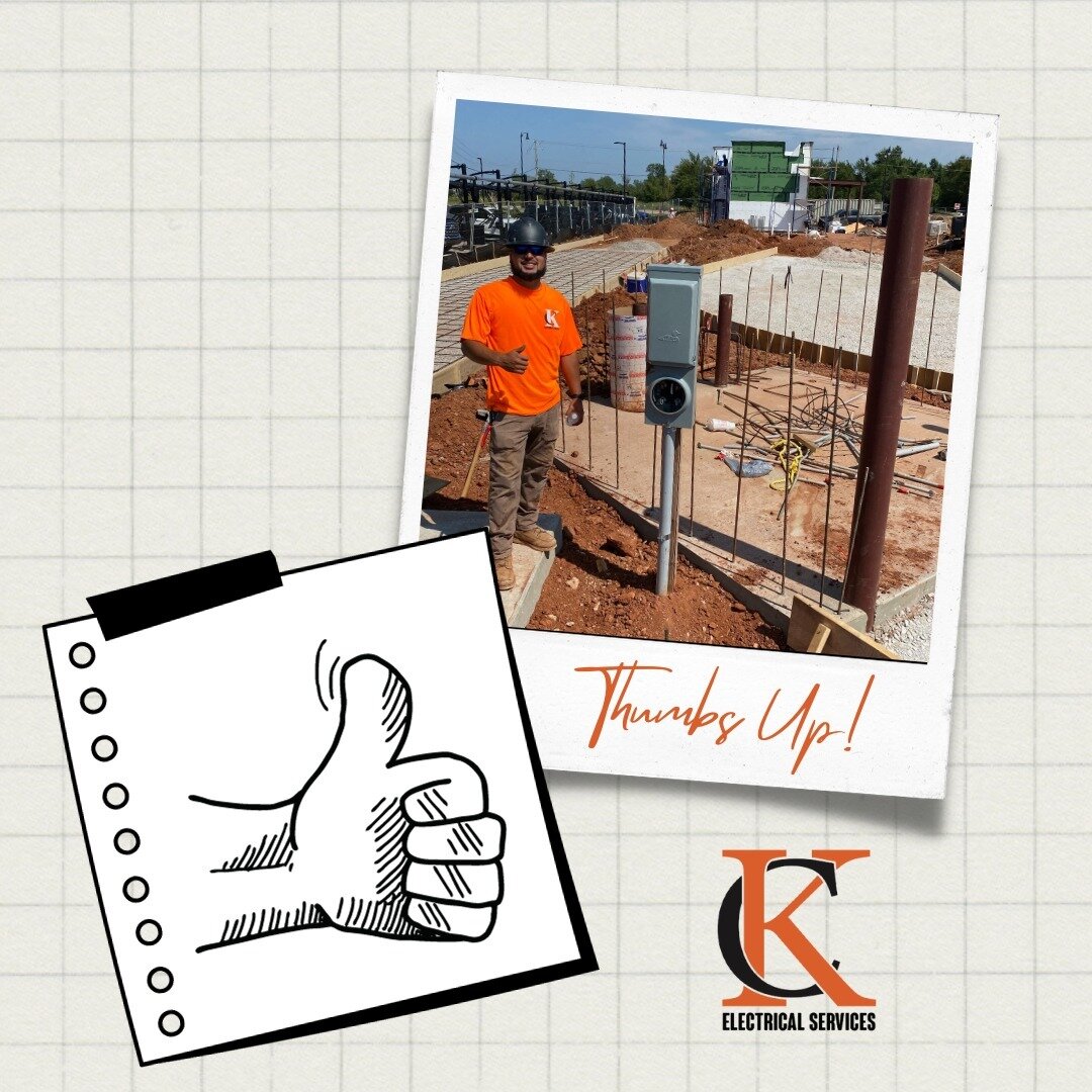 #ThumbsUpThursday vibes! Carlos giving the seal of approval on our team's handiwork - a temp pole that's got us feeling ⚡️electric⚡️!

#TeamWorkMakesTheDreamWork #SealOfApproval #bestteamever #kcesinc #kcelectrical #electrician #electricianlife #thum