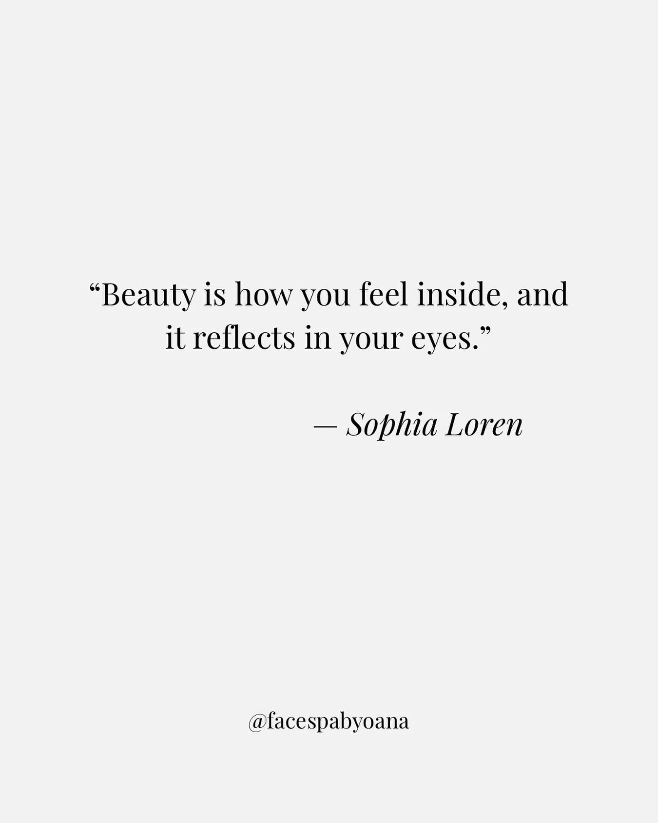 Beauty begins within 🤍
A reminder that true radiance is how you feel, not just how you look.

#timelessbeauty #innerglow #holisticbeauty #sophialoren #beautyquotes #naturalelegance #facespabyoana