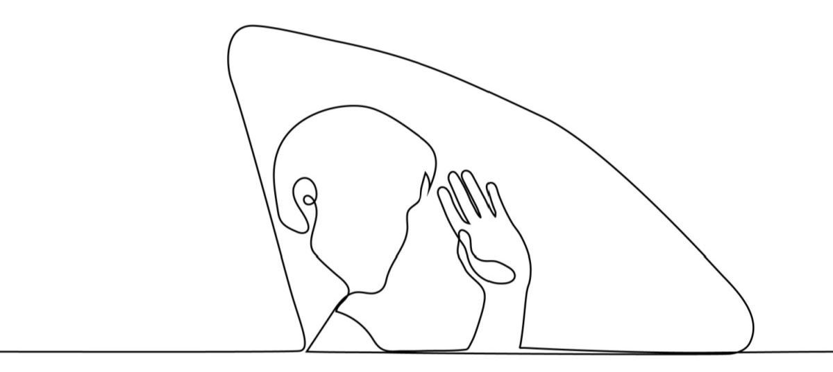 a line drawing of a person waving good-bye