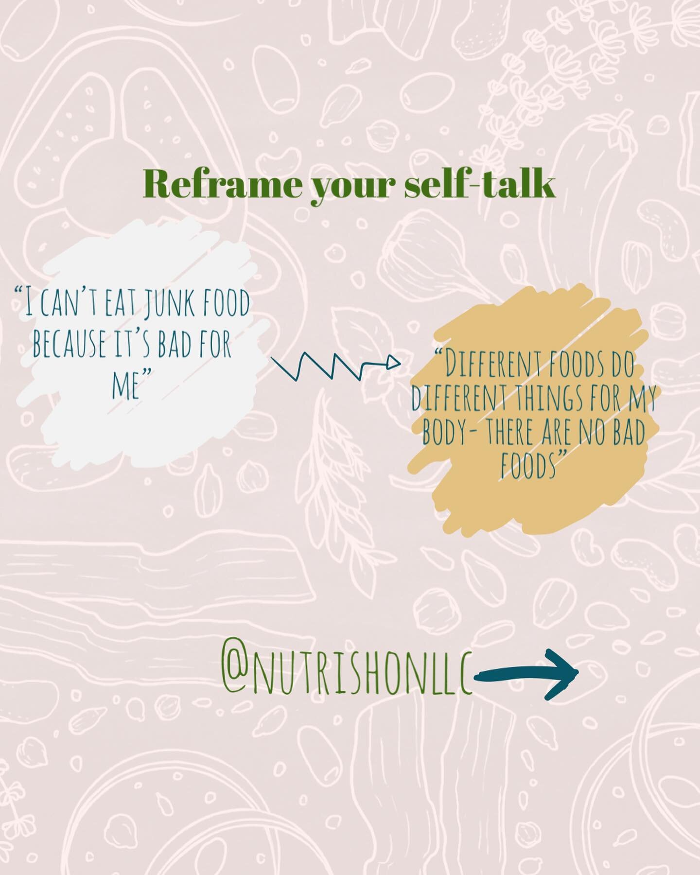 &ldquo;❤️&rdquo; this post for future reference!

Self-talk is something that we learn very early on which can influence everything from how we dress to how we eat. 

Reframing your self-talk with regards to food and nutrition can improve your relati