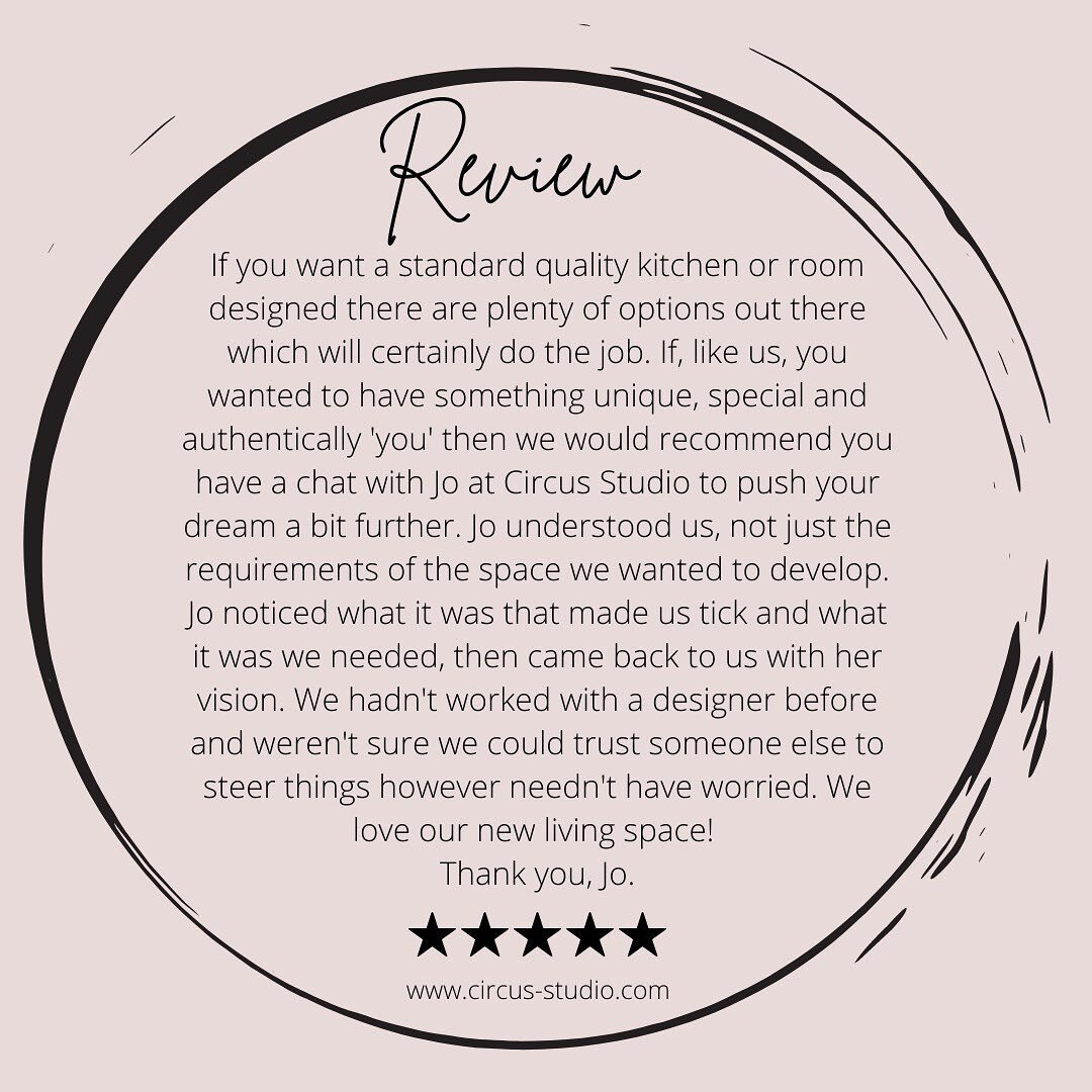Thank you for the lovely review @skfraser36. It was an absolute pleasure working with you both. I'm really looking forward to photographing your beautiful kitchen/diner and showing everyone what we've achieved together ❤️

#circusstudio #circusstudio