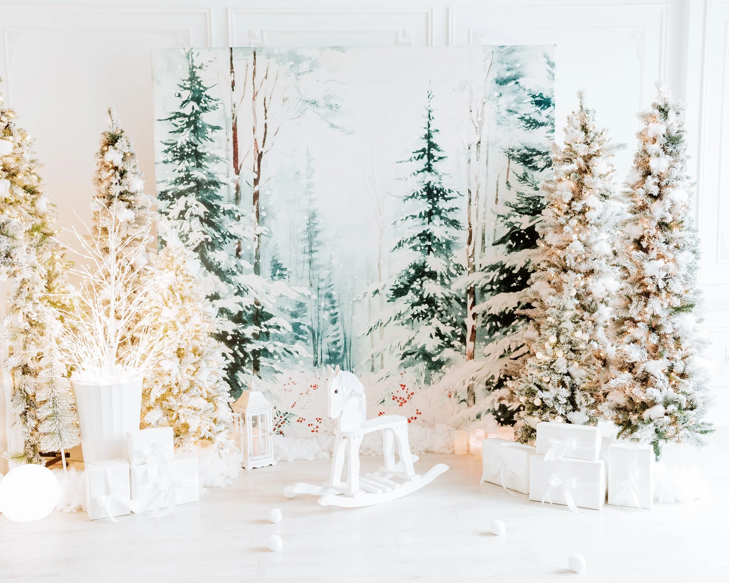 Frosted Forest Dreams - Available Oct 17-Dec 31, in front of the French moulding wall. 