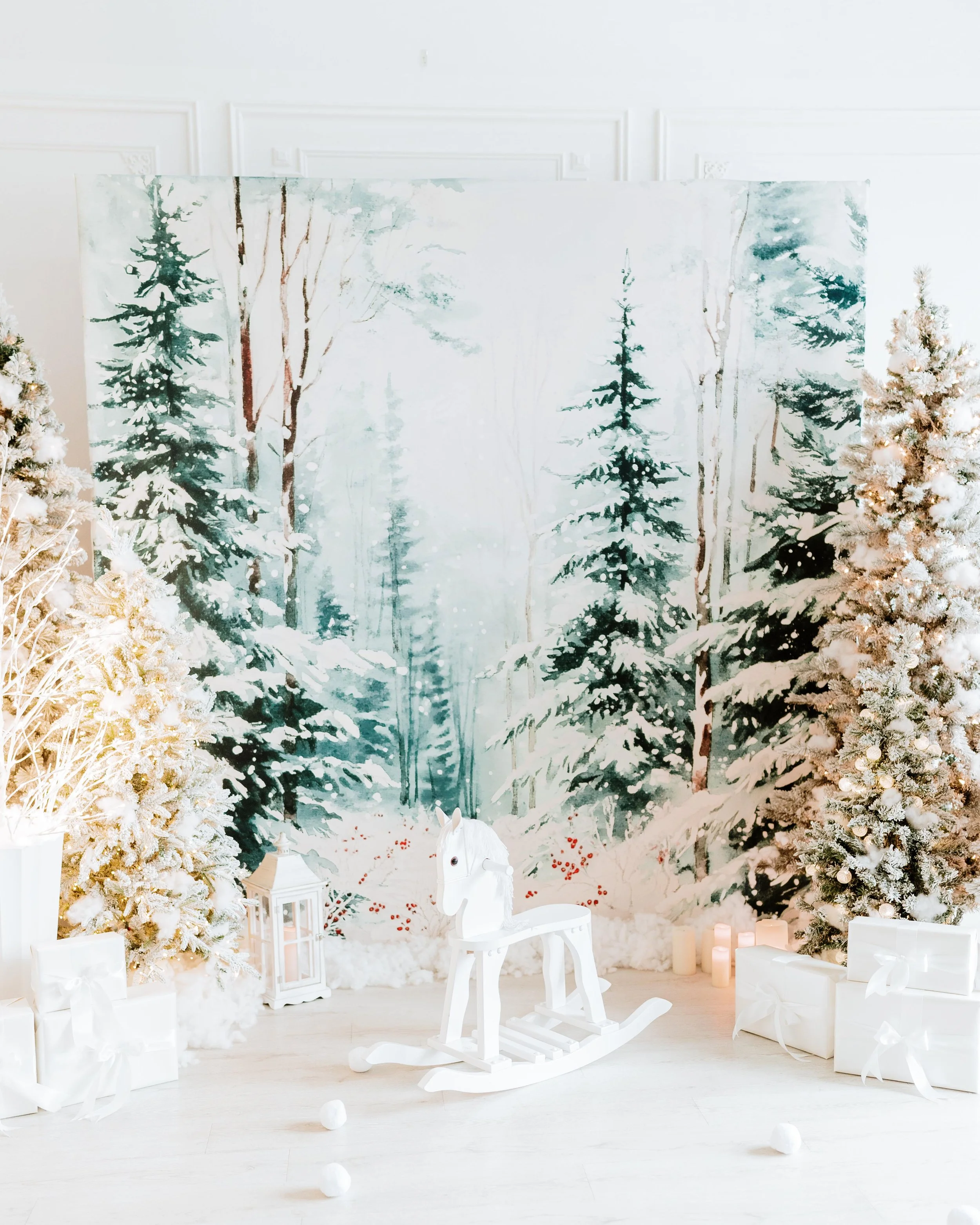 Frosted Forest Dreams - Available Oct 17-Dec 31, in front of the French moulding wall. 